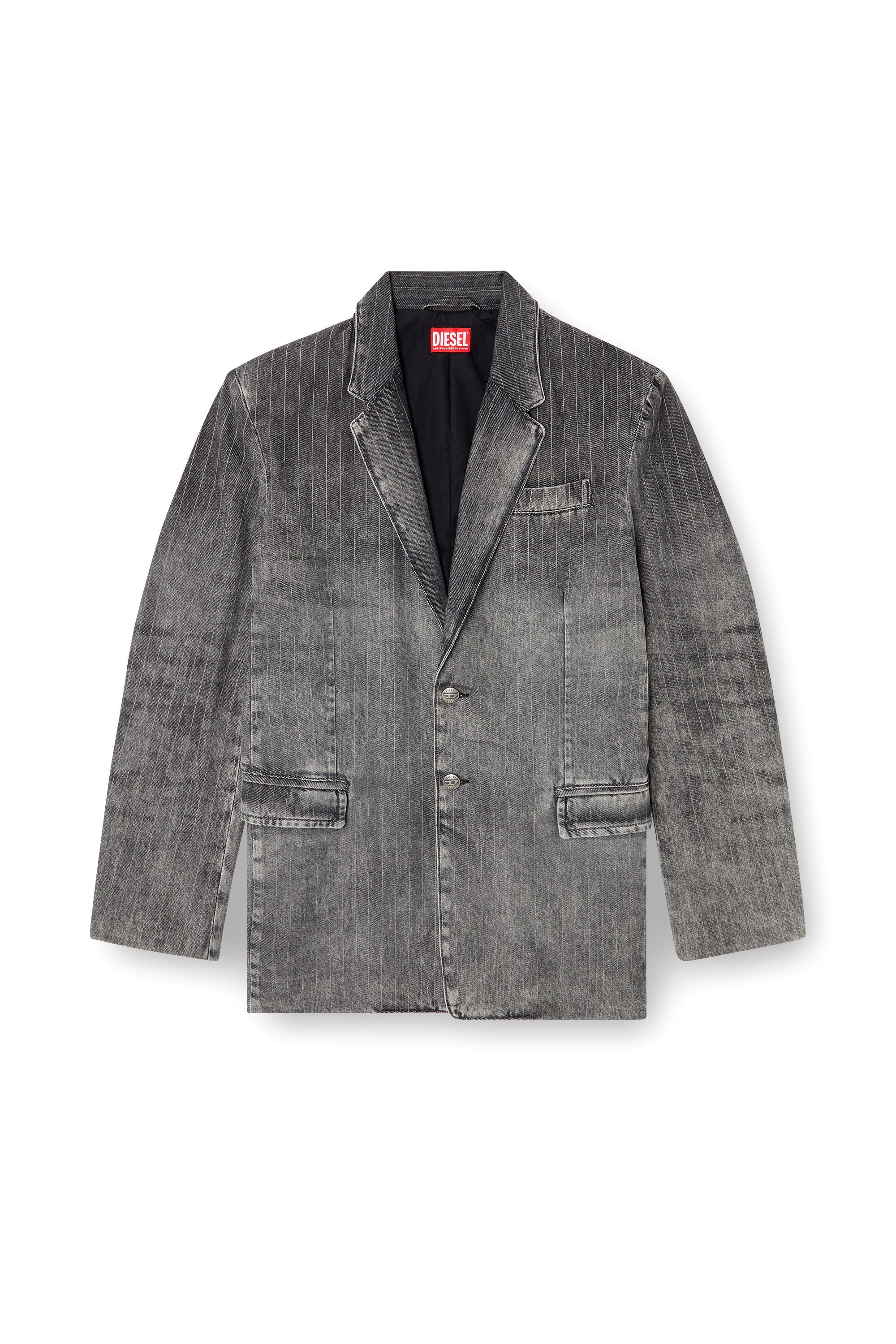 Diesel - D-REGER-S, Unisex Blazer aus Denim mit Nadelstreifen in Schwarz - 7