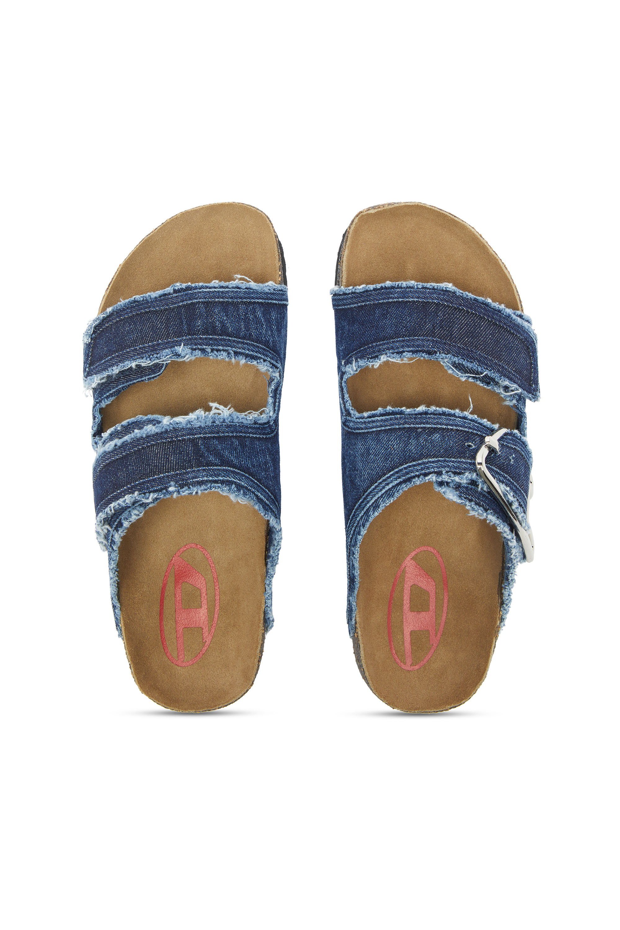 Diesel - D-WOODSTOCK D SANDAL W, Damen D-Woodstock - Sandale mit ausgefransten denim-riemen in Mittelblau - 4