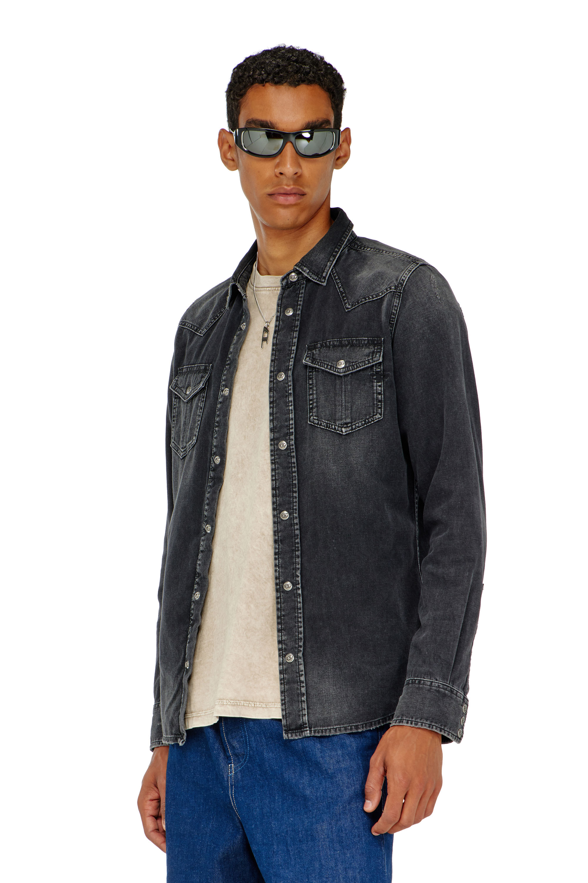 Diesel - D-VEGA, Herren Overshirt aus Denim in Schwarz - 1