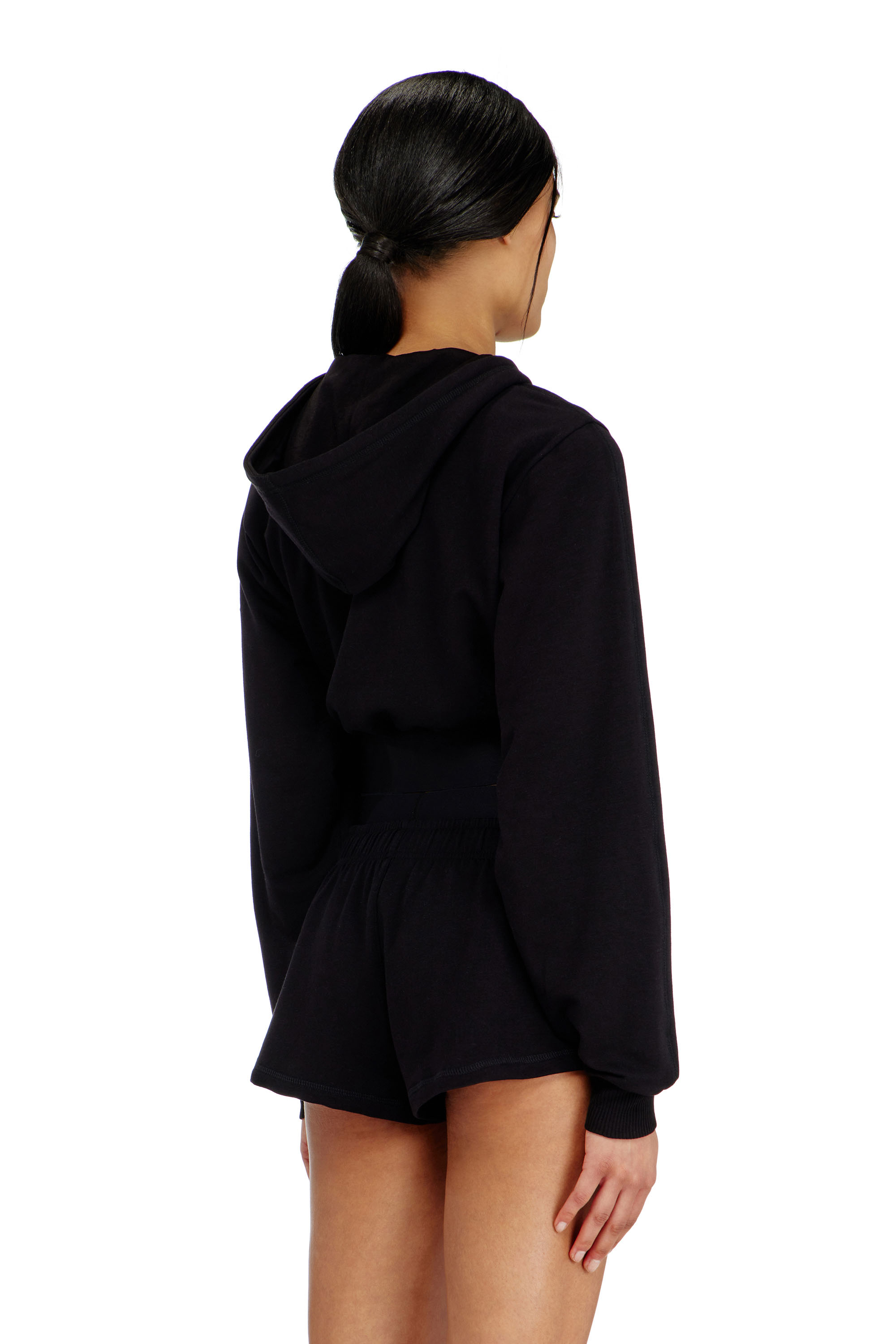 Diesel - NIKA-D-POP, Damen Cropped Hoodie mit Logo-Band in Schwarz - 3