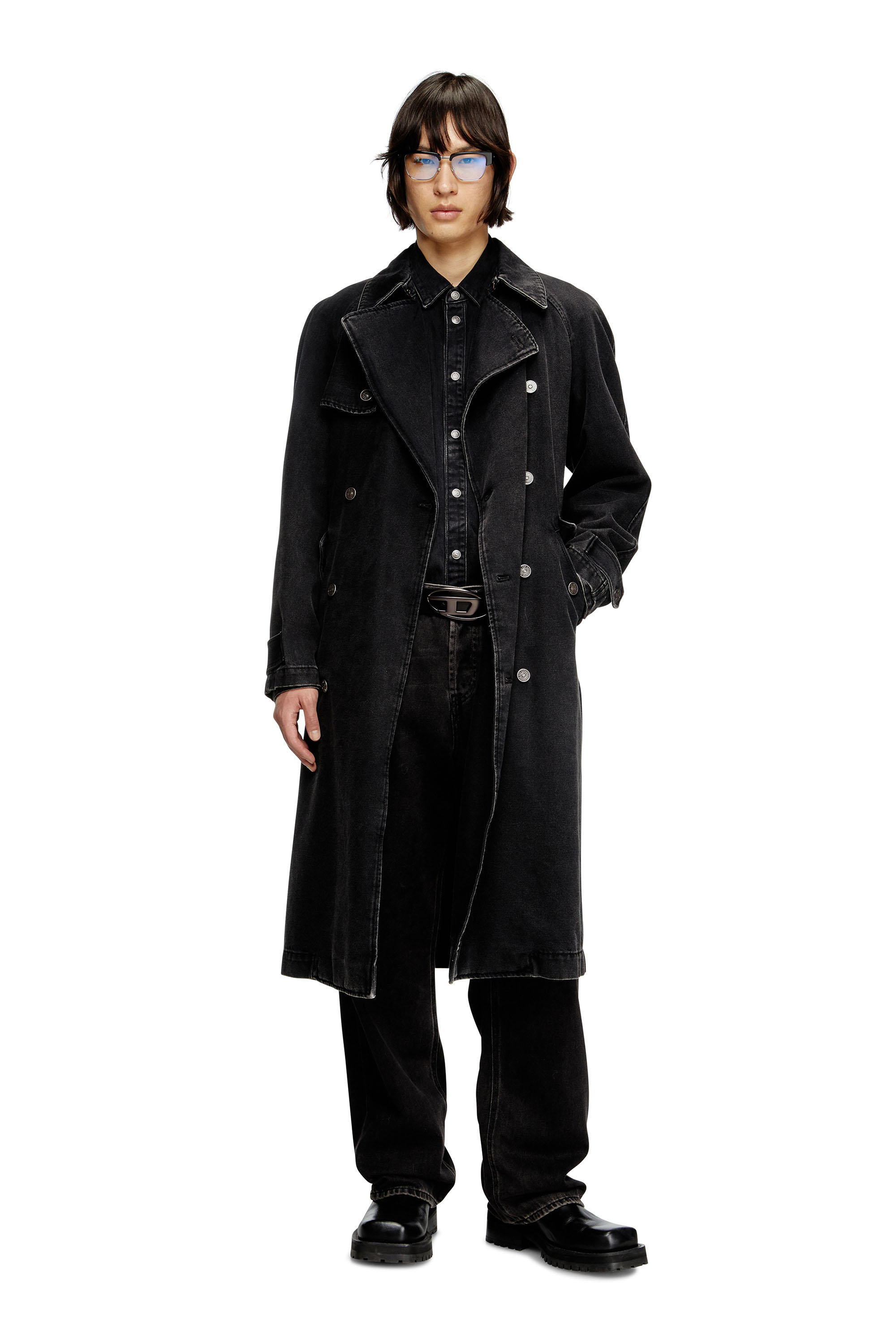 Diesel - D-DELIRIOUS-D, Herren Trenchcoat aus Denim in cleaner Waschung in Schwarz - 3