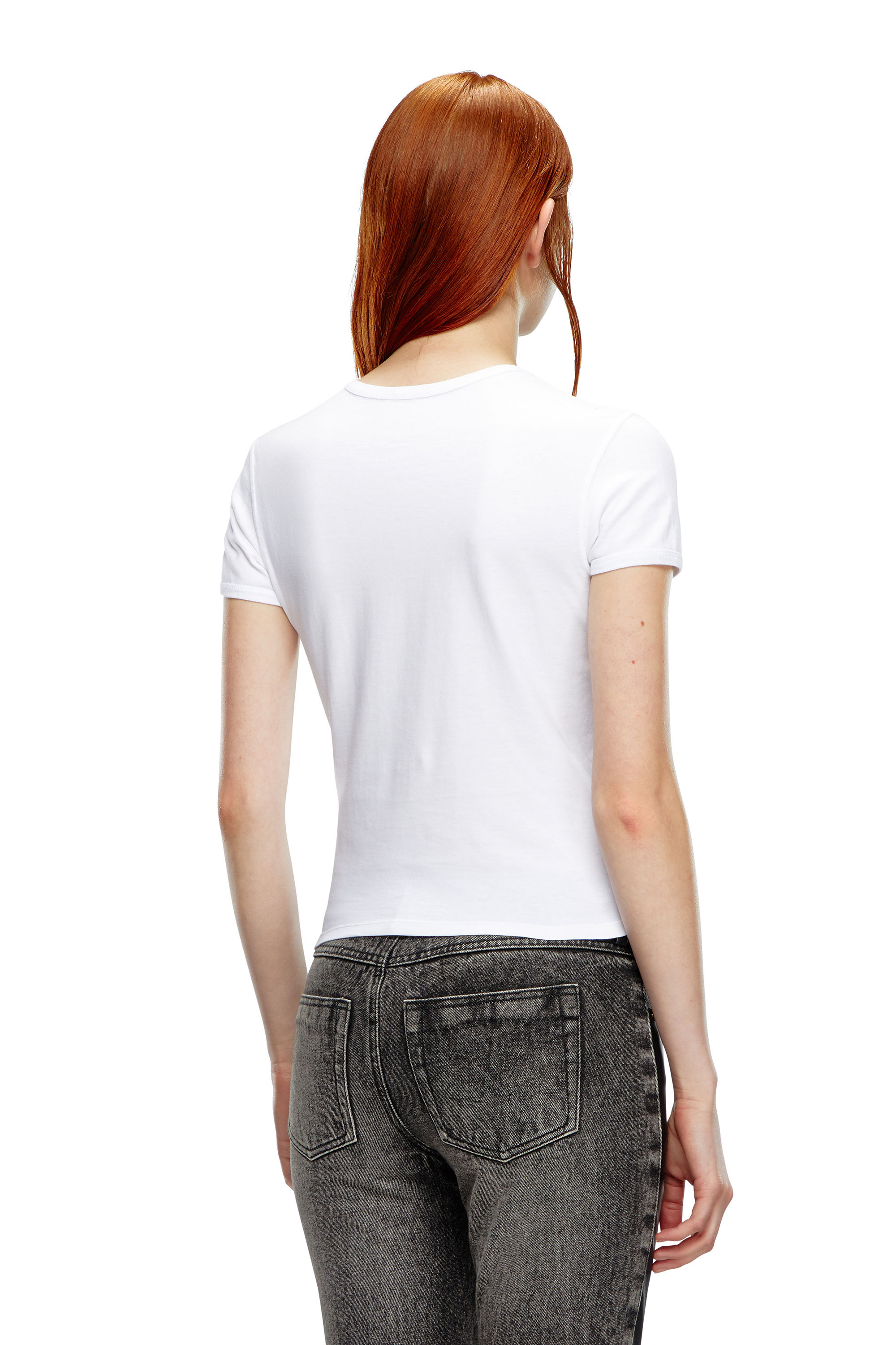 Diesel - T-UNCUTIE-LONG-OD, Damen T-Shirt mit eingespritztem Oval D in Weiss - Image 4