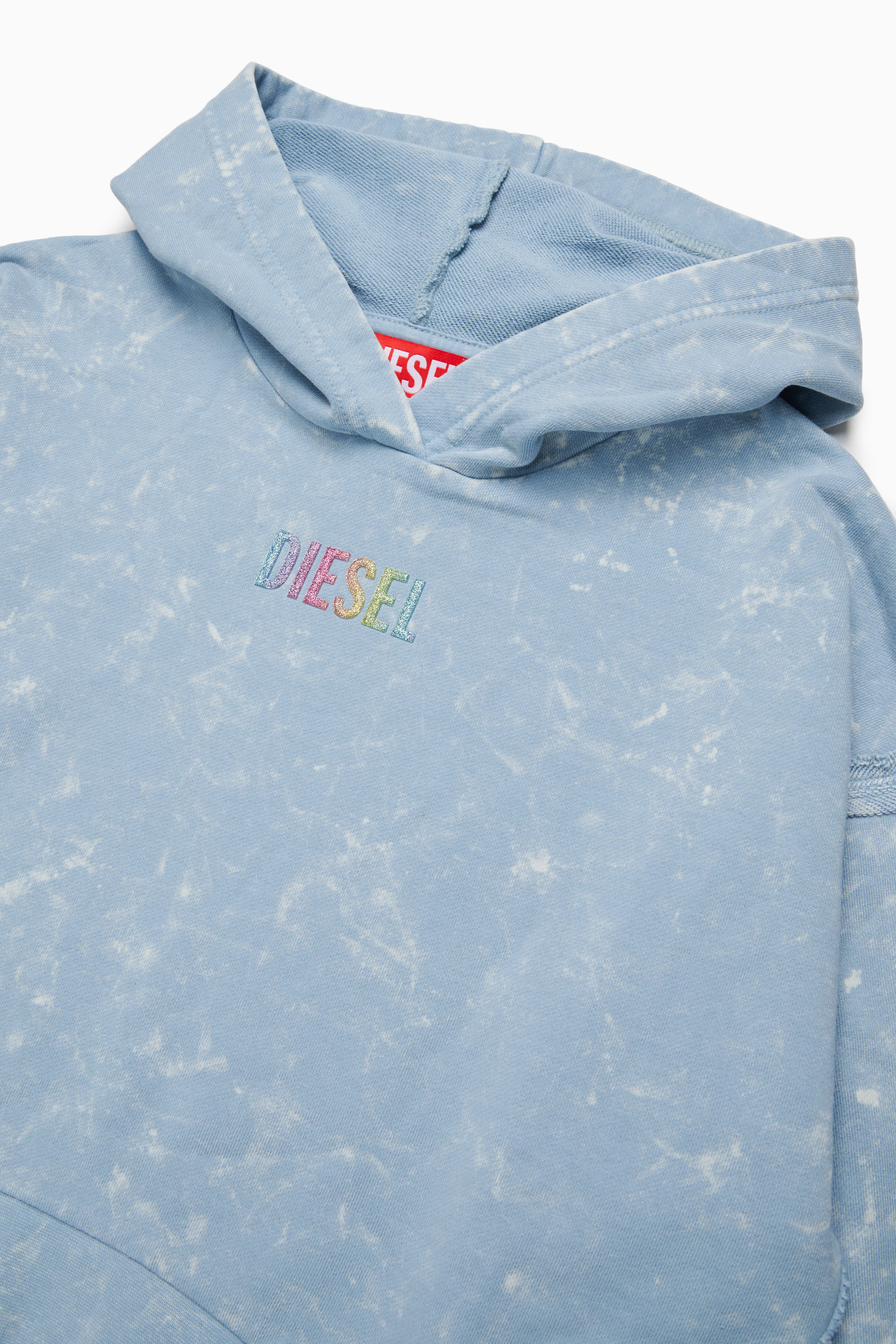 Diesel - SLOXY, Damen Kapuzenpullover mit Tie-dye-Effekt und Rainbow-Logo in Hellblau - 3