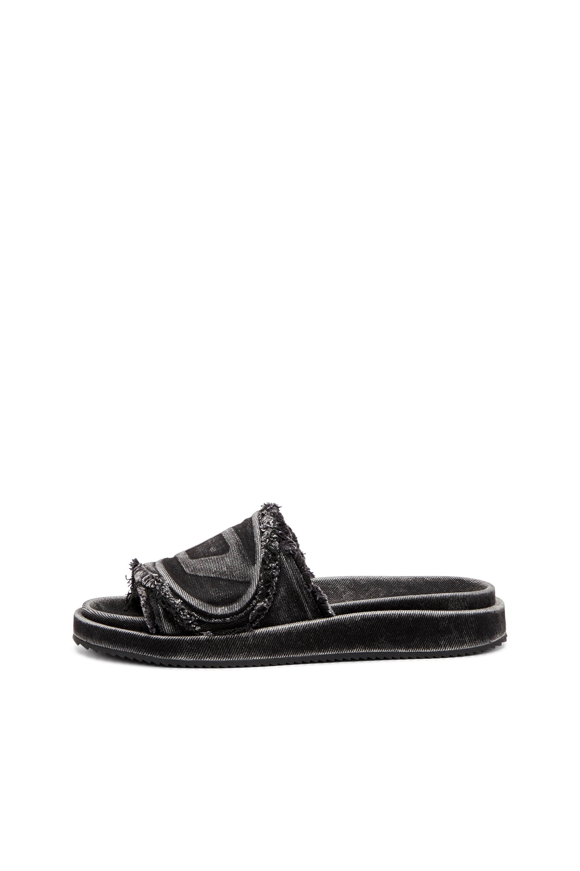 Diesel - SA-SLIDE D OVAL, Unisex Sa-Slide D-Slides aus vielgetragenem Denim in Schwarz - 7