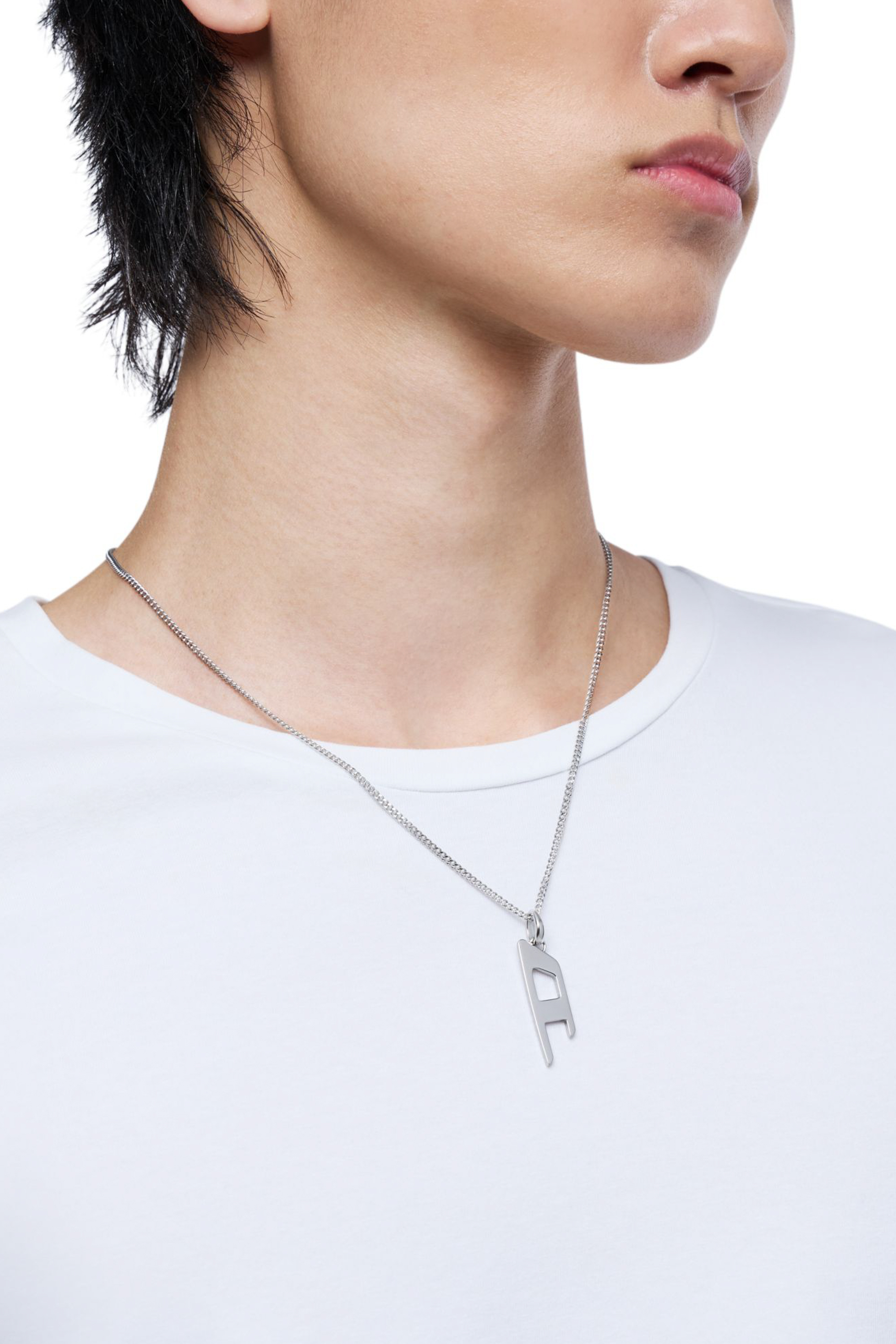 Diesel - DX1625040 JEWELLERY, Unisex Halskette mit D-Logo-Anhänger aus Edelstahl in Silber - 4