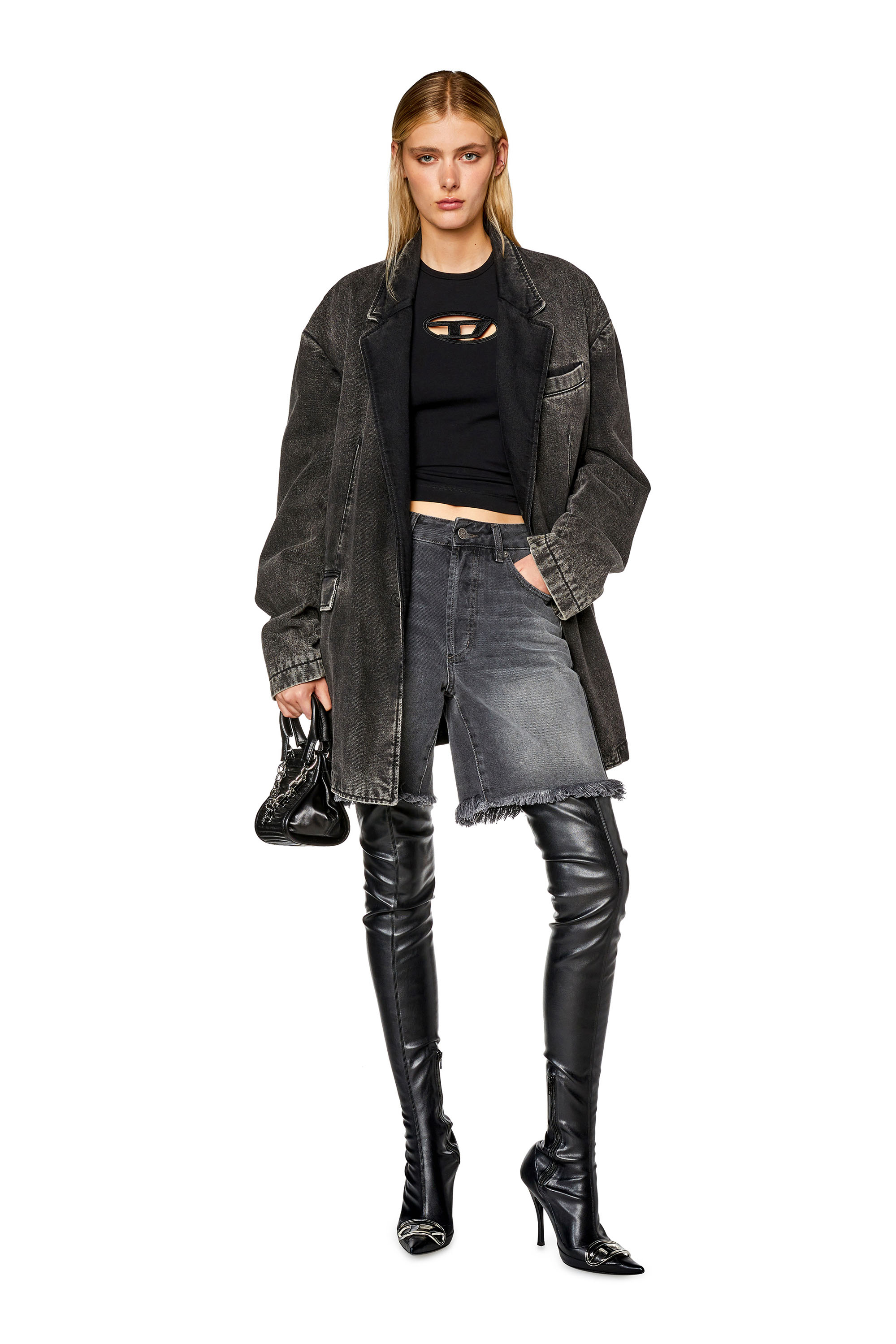 Diesel - T-ANGIE, Damen T-Shirt mit Cutout-Logo in Schwarz - 1