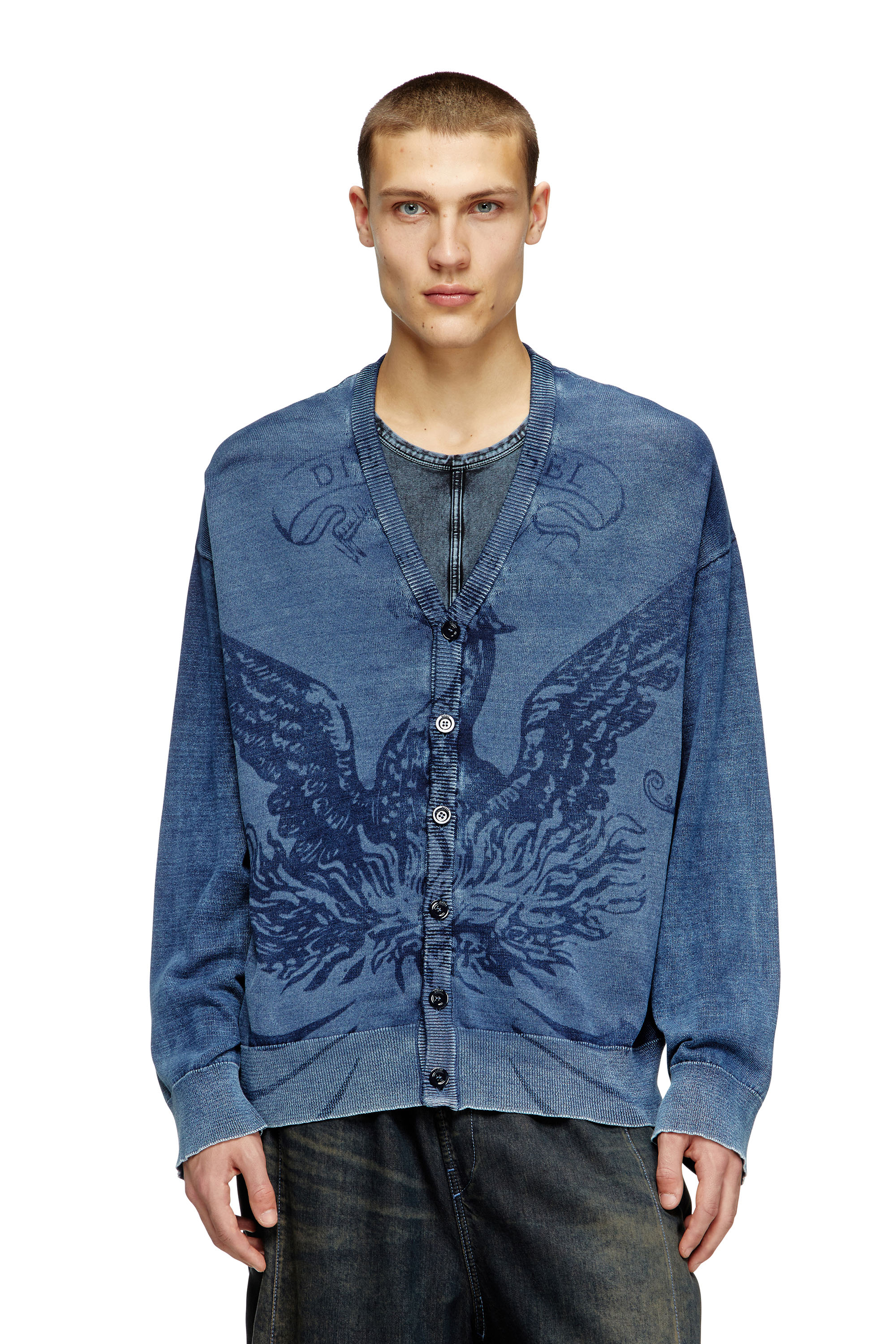 Diesel - K-FENICAR, Herren Indigo-Cardigan mit Phoenix-Logo in Blau - 3