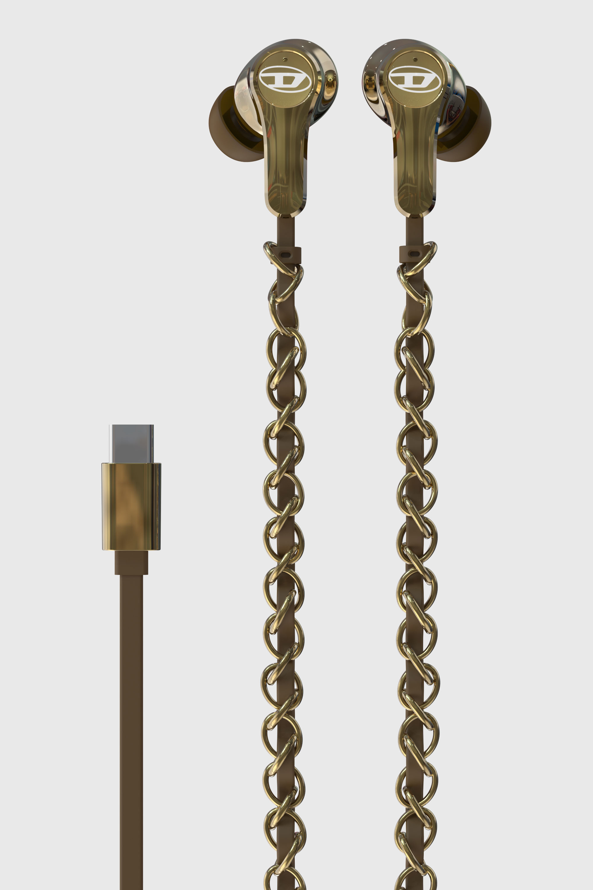 Diesel - 60689  WIRED EARBUDS WIRED EARBUDS, Unisex Gold wired earbuds und charms in Gold - 3