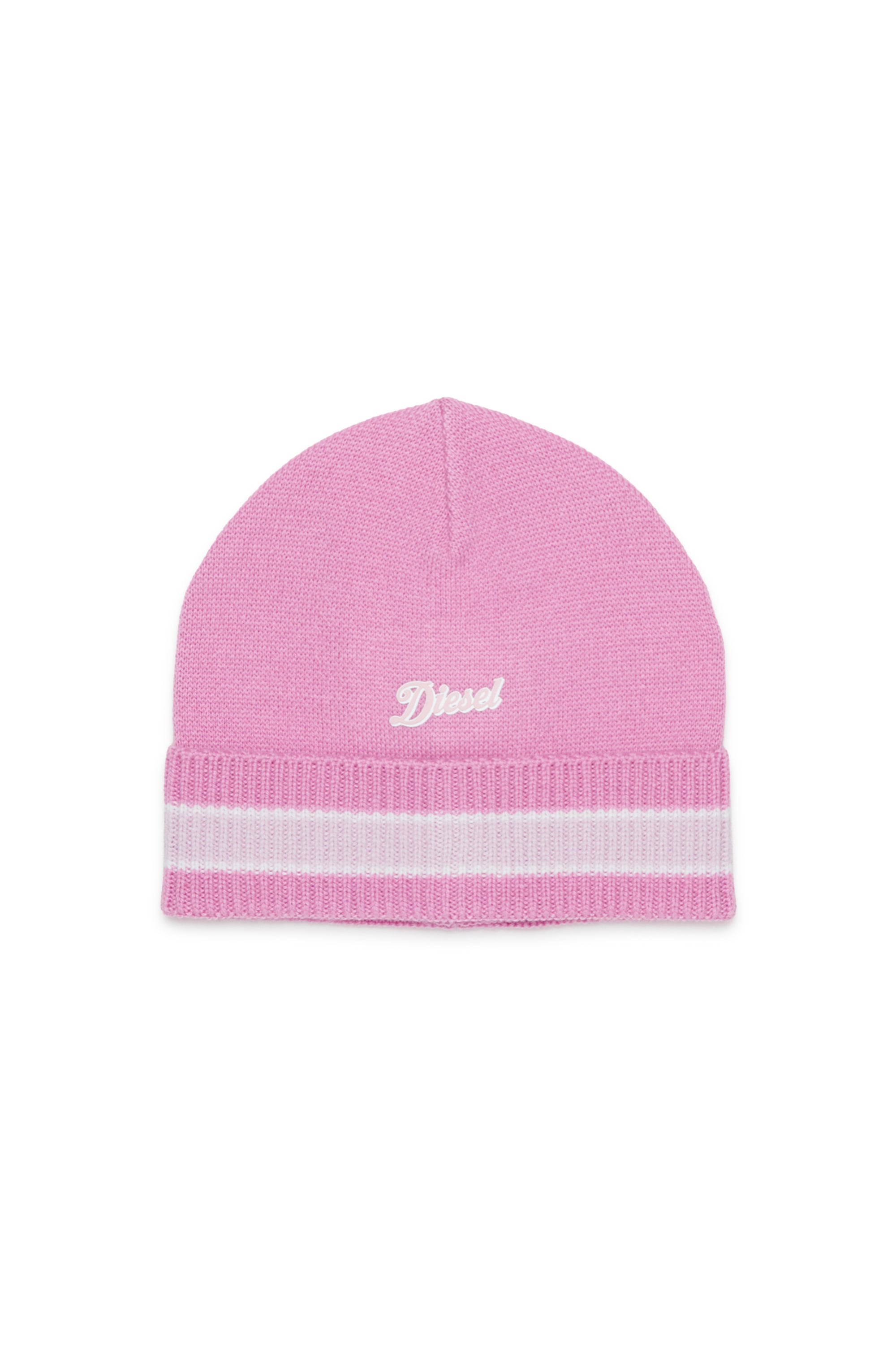Diesel - FMOB, Unisex Gestreifte M&uuml;tze aus Wollmischung in Rosa - 1