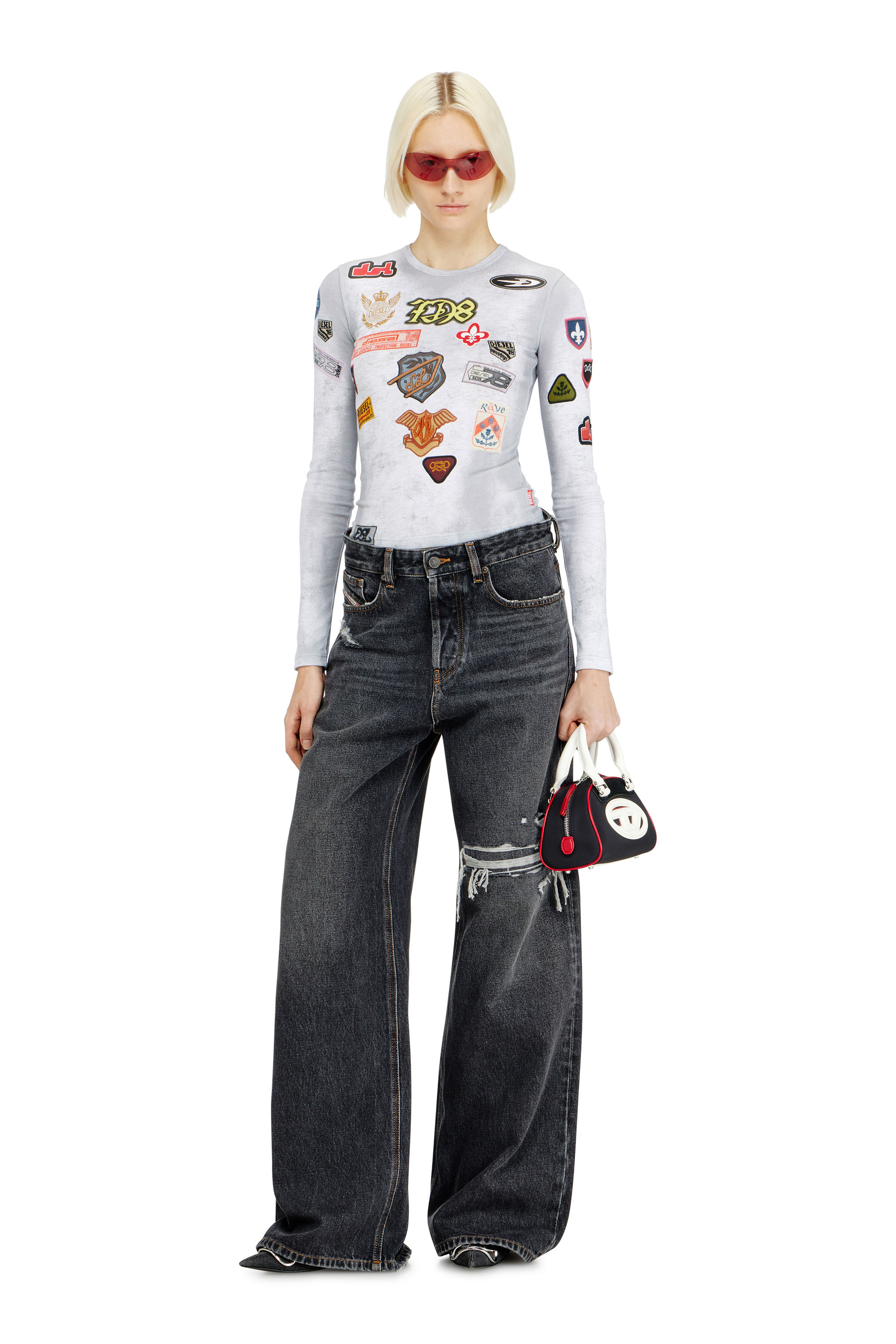 Diesel - Unisex Relaxed Jeans 1996 D-Sire 007F6, Schwarz/Dunkelgrau - 2