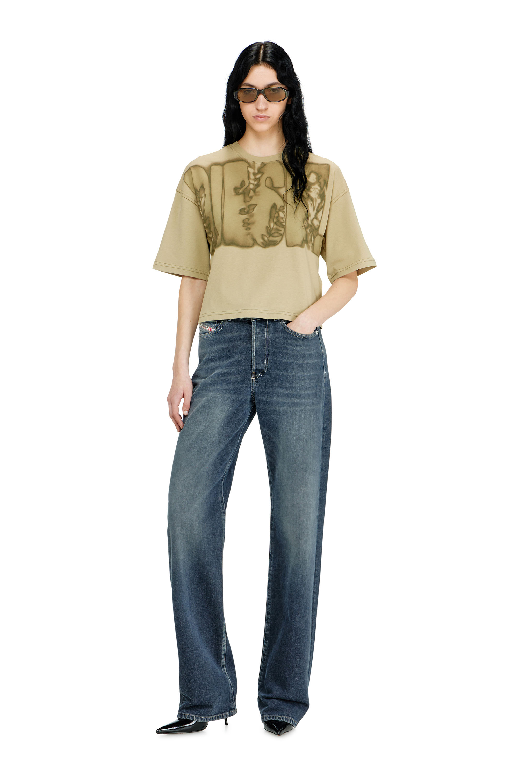 Diesel - T-CROPYN-AA1, Damen Kurz geschnittenes T-Shirt mit Digitaldruck in null - 2