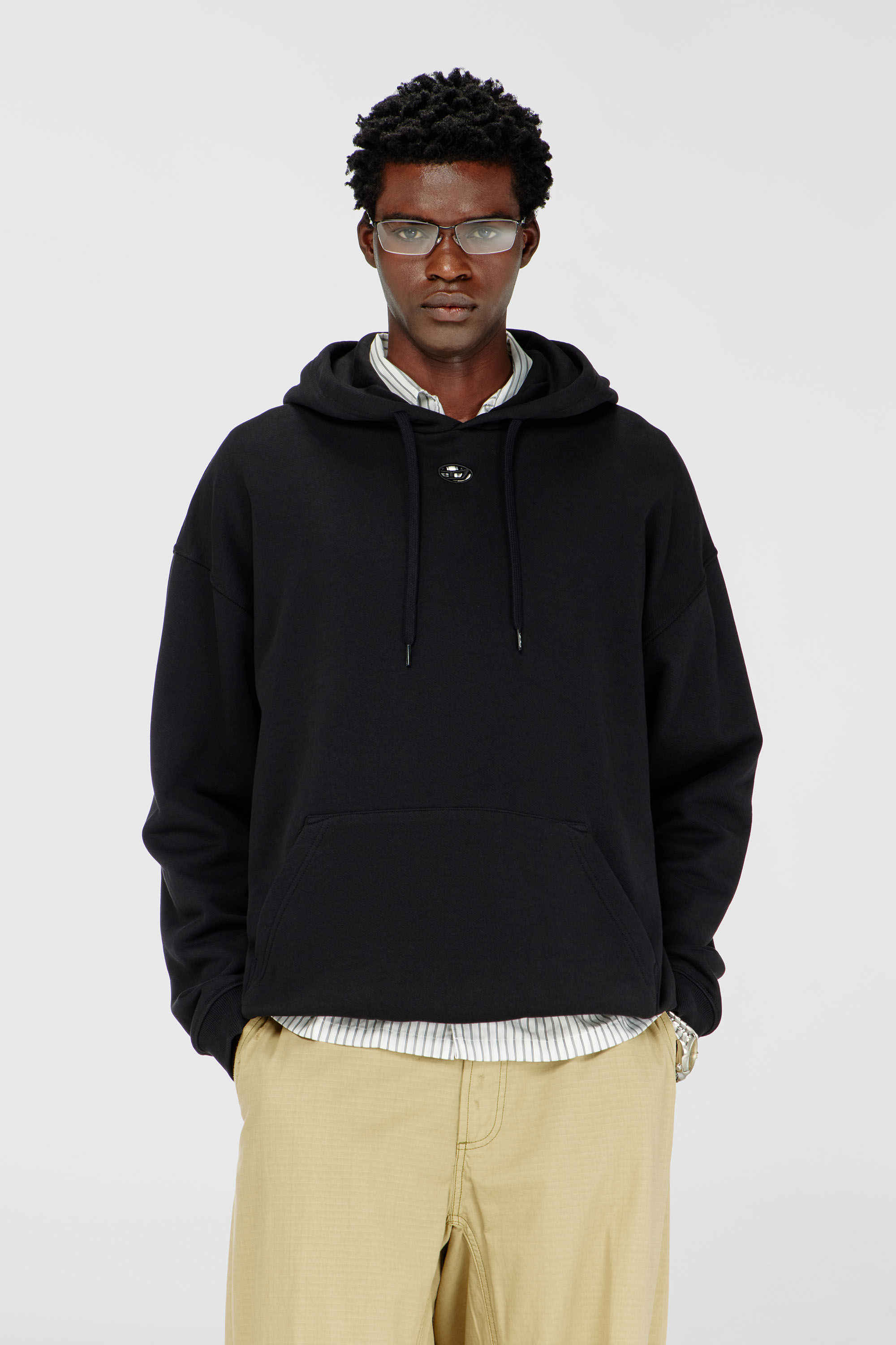 Diesel - S-BOXT-HOOD-DCO, Herren Locker geschnittener Hoodie mit K&auml;ngurutasche in Schwarz - 1