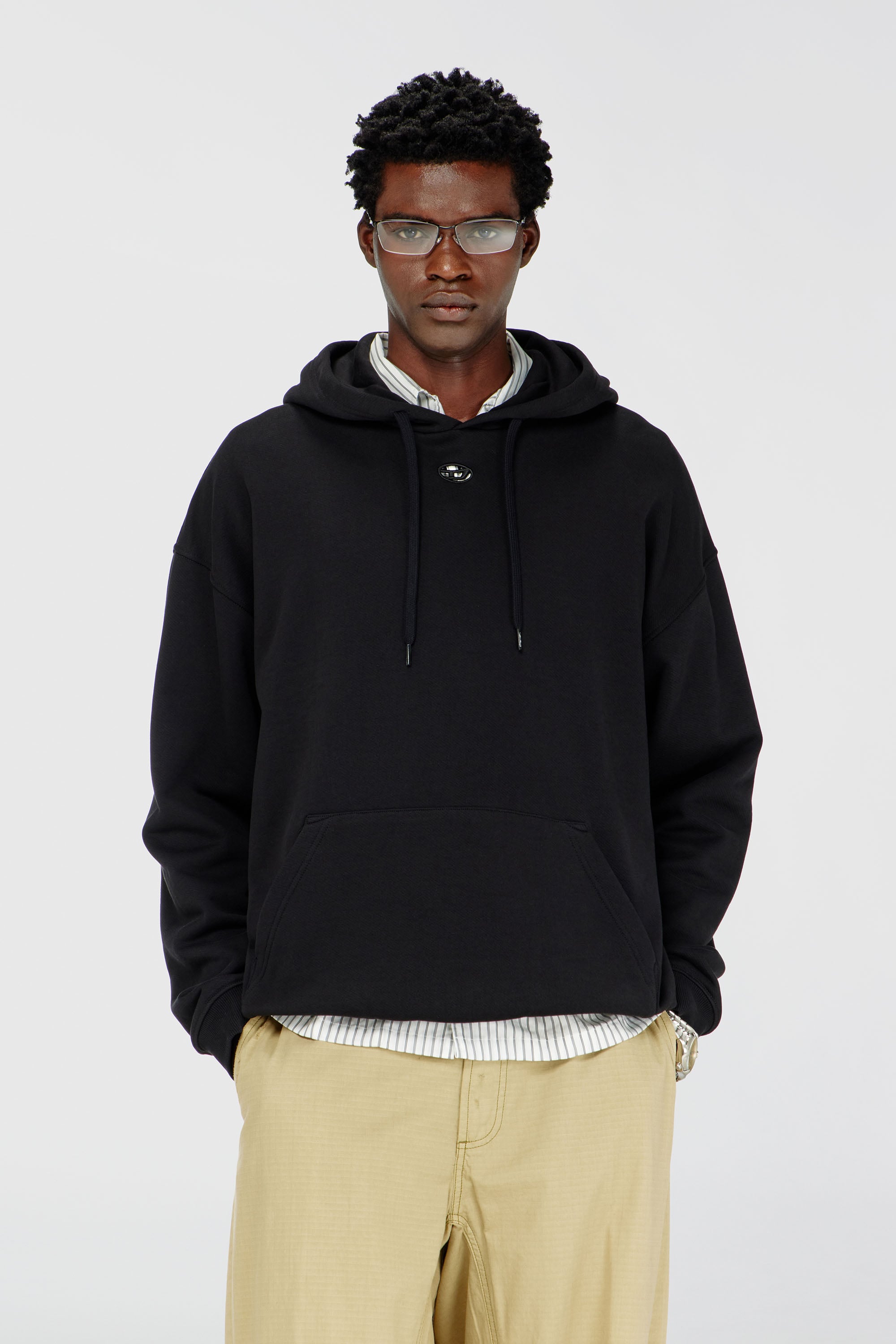 Diesel - S-BOXT-HOOD-DCO, Herren Locker geschnittener Hoodie mit K&auml;ngurutasche in Schwarz - 3