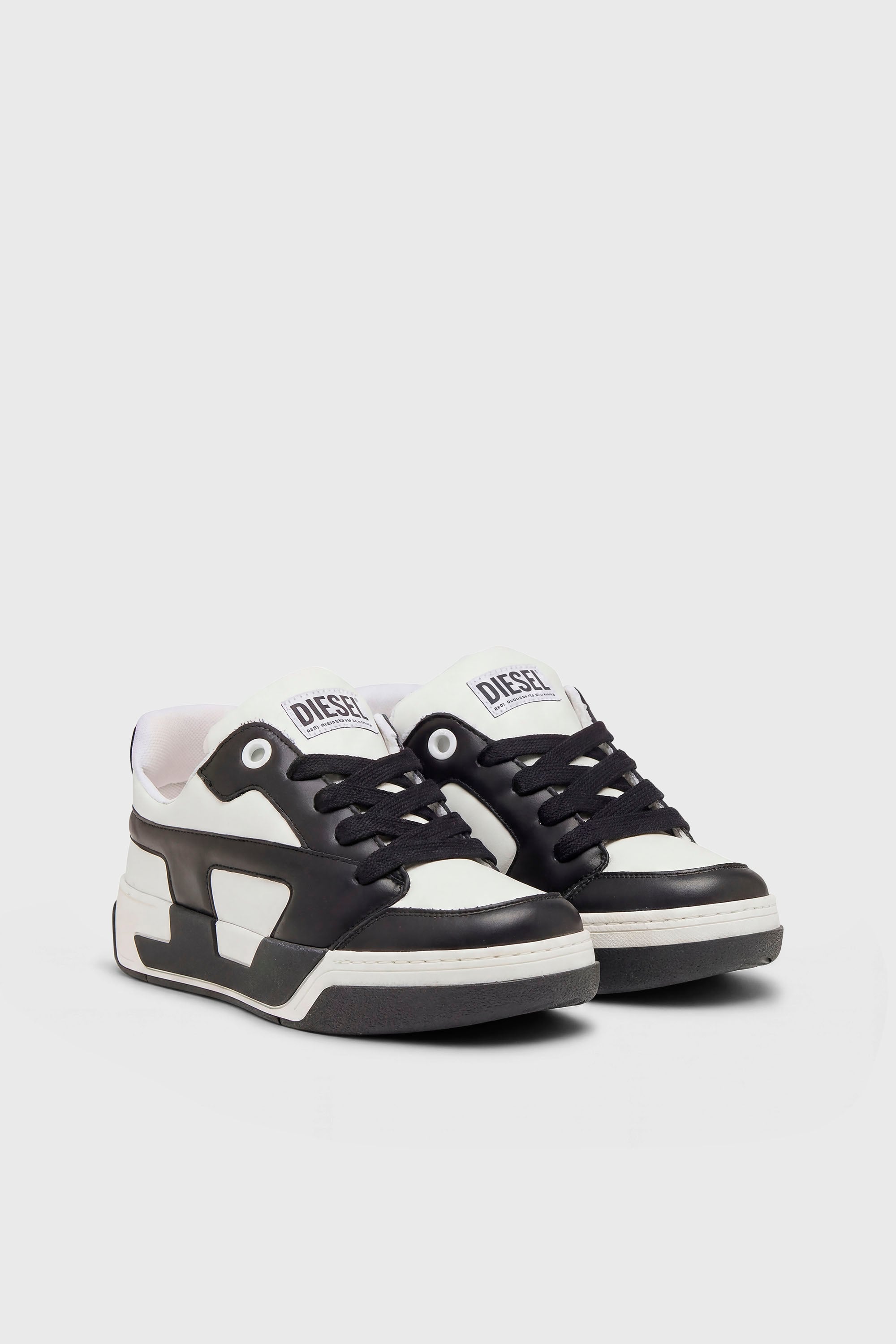 Diesel - S-D-OLLIE LOW, Herren D-Ollie-Sneakers aus Leder im Colour-Block-Design in Wei&szlig;/Schwarz - 2