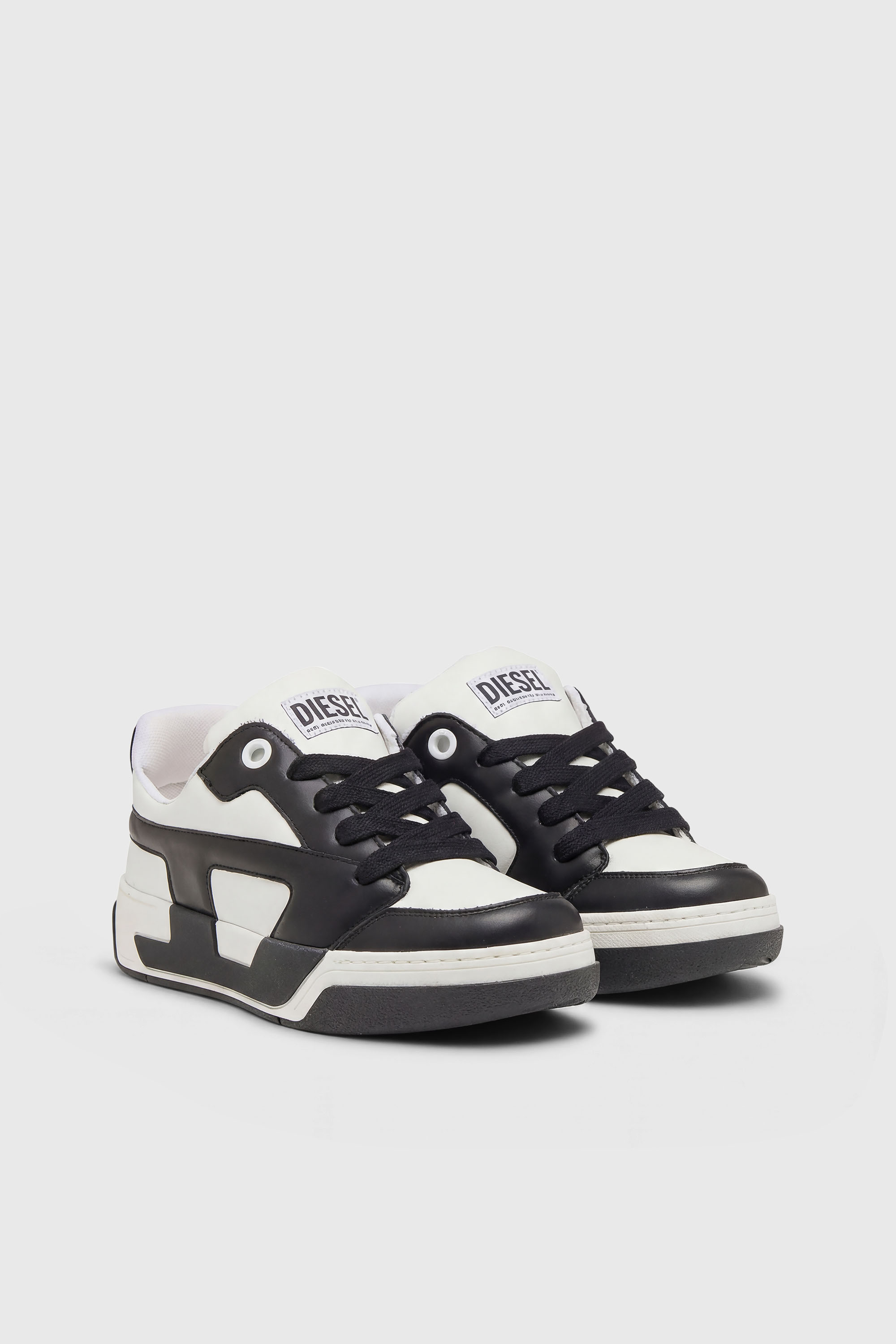 Diesel - S-D-OLLIE LOW, Herren D-Ollie-Sneakers aus Leder im Colour-Block-Design in Wei&szlig;/Schwarz - 2