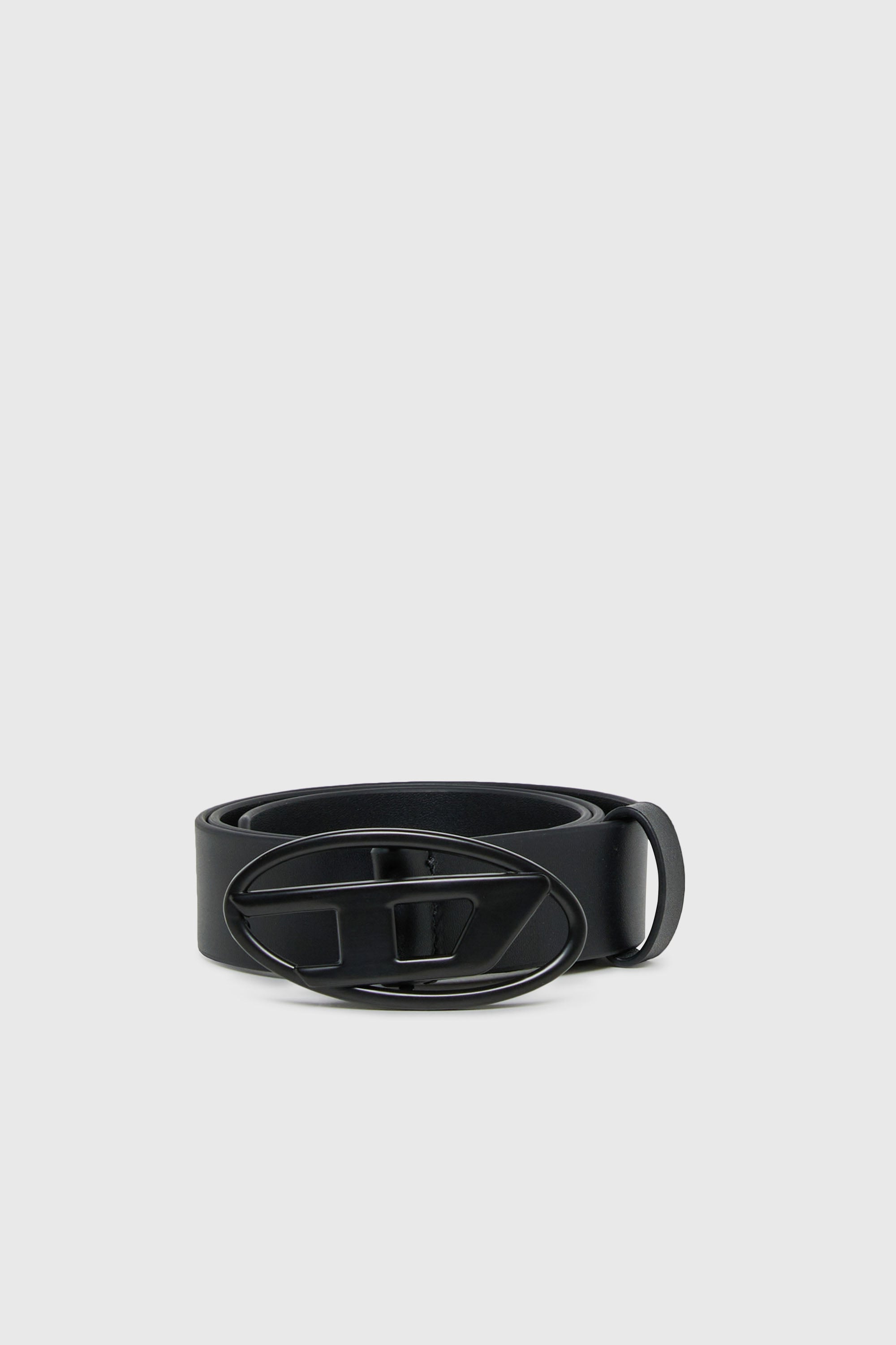 Diesel - B1DRN, Unisex 3 cm breiter Lederg&uuml;rtel mit ovaler D-Schnalle in Schwarz - 1