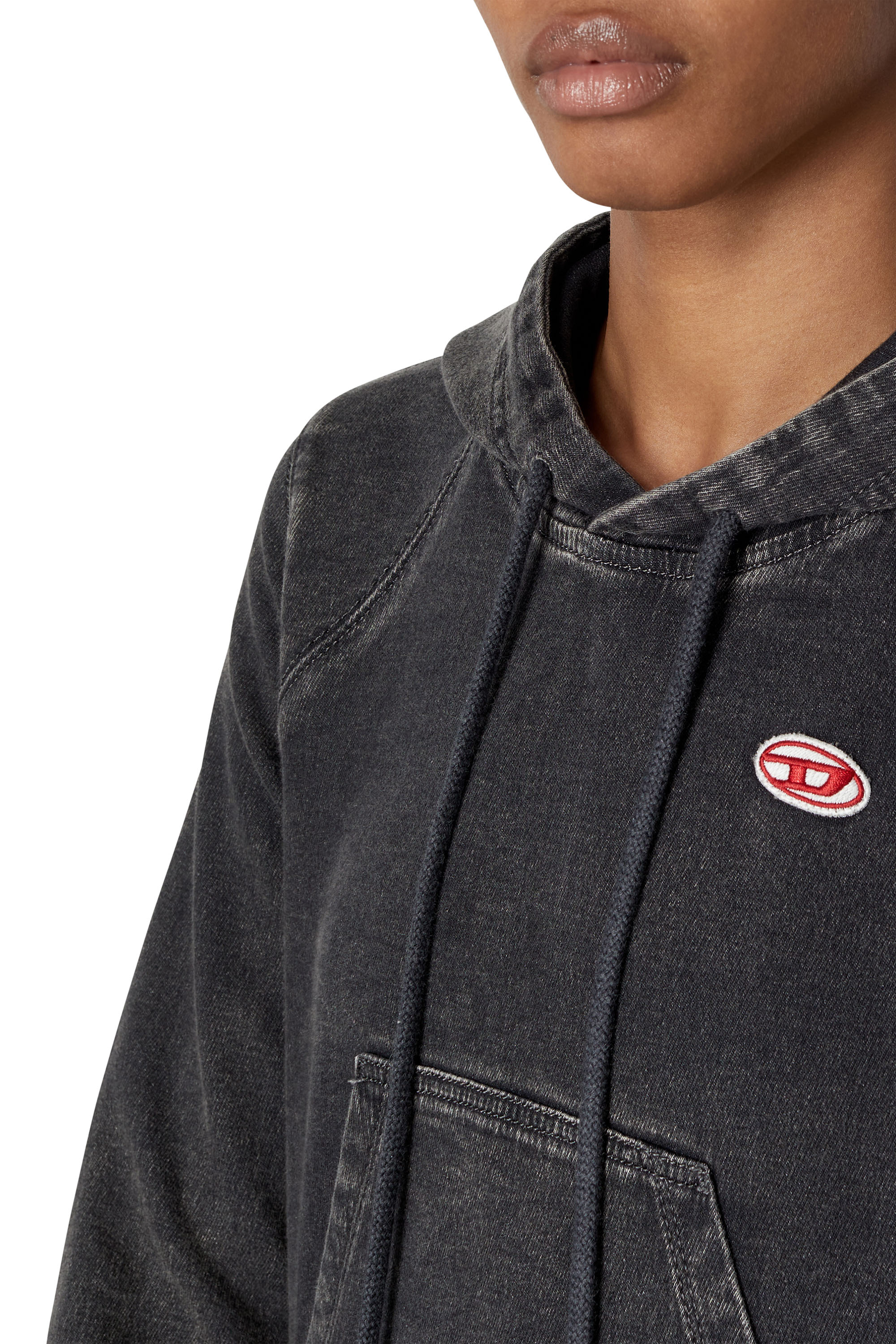 Diesel - D-ANGY TRACK DENIM HOODIE, Schwarz/Dunkelgrau - Image 5