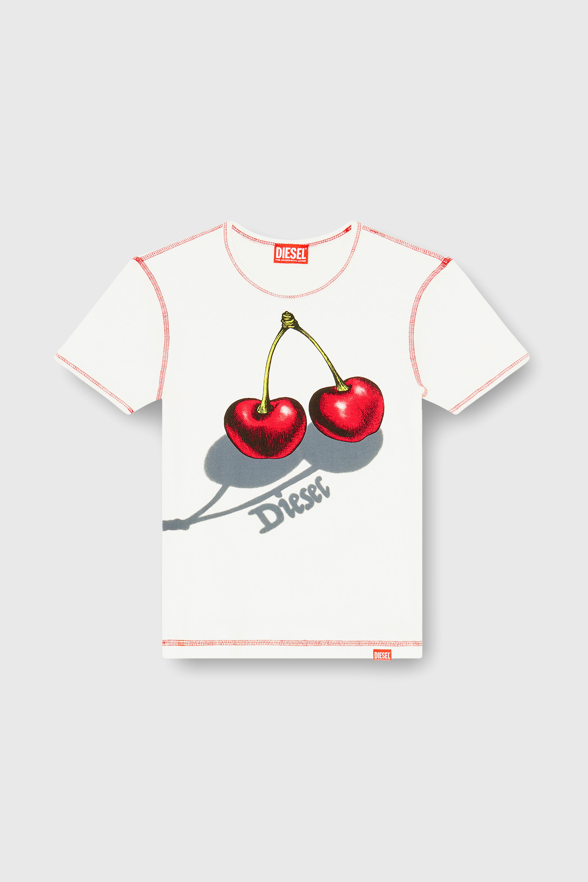 Diesel - SV-T-ELE-CHER, Woman's Slim cotton T-shirt with cherry print in White - 2