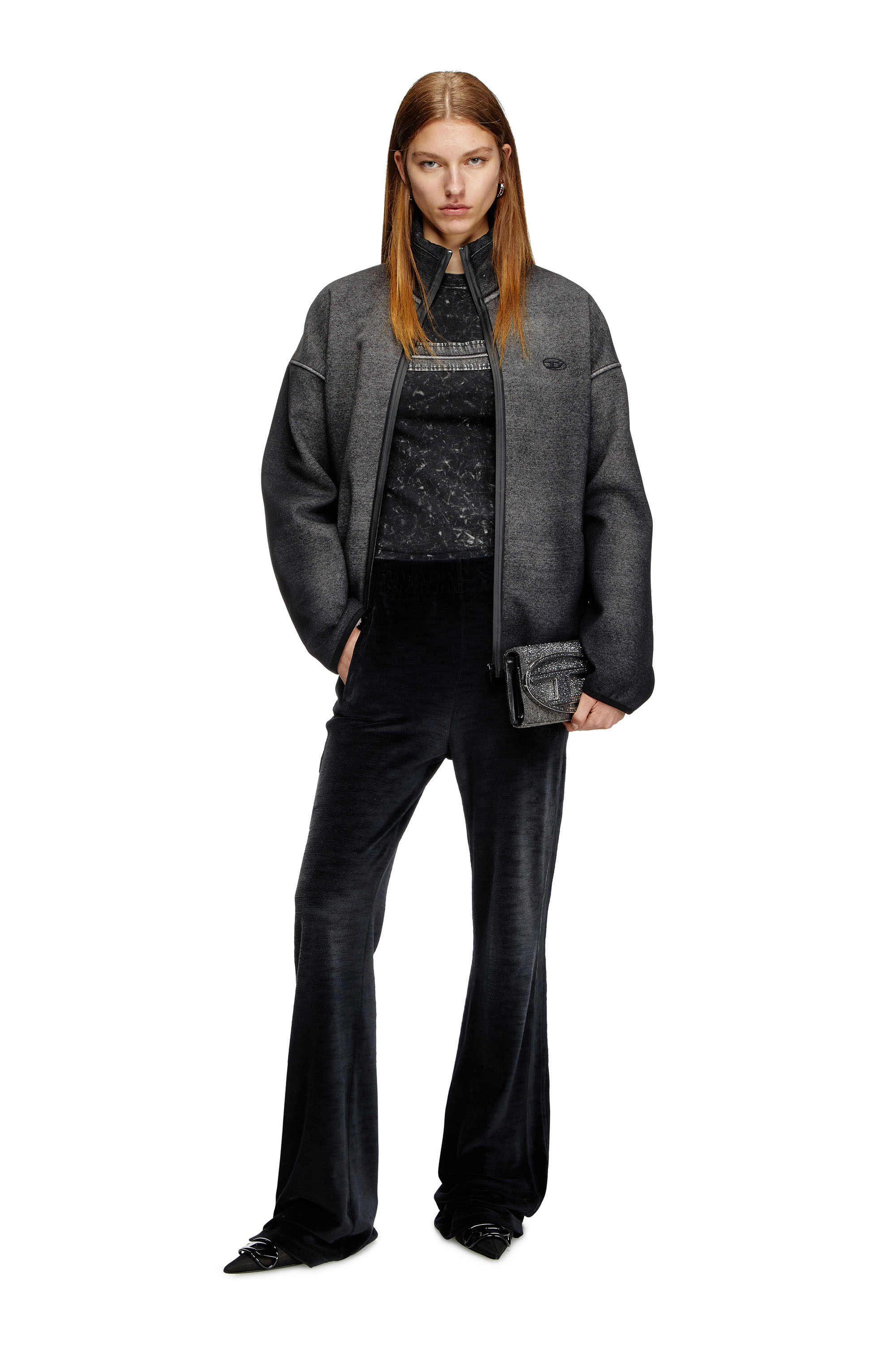 Diesel - P-ELY-Q1, Damen Sweathose mit weitem Bein in Schwarz - 1