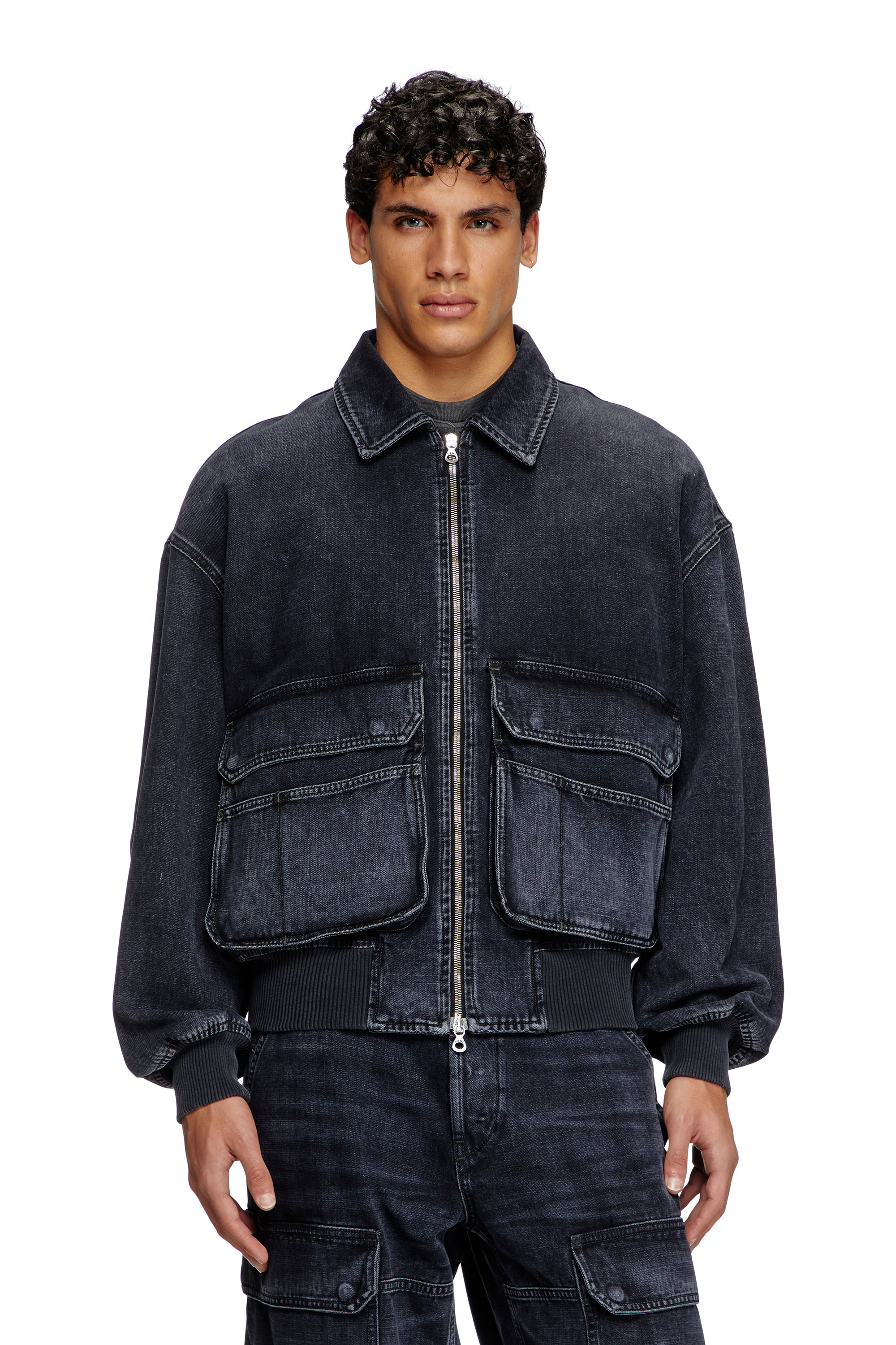 Diesel - D-KURZ, Unisex Jacke aus Denim in Köperbindung in Schwarz - 3
