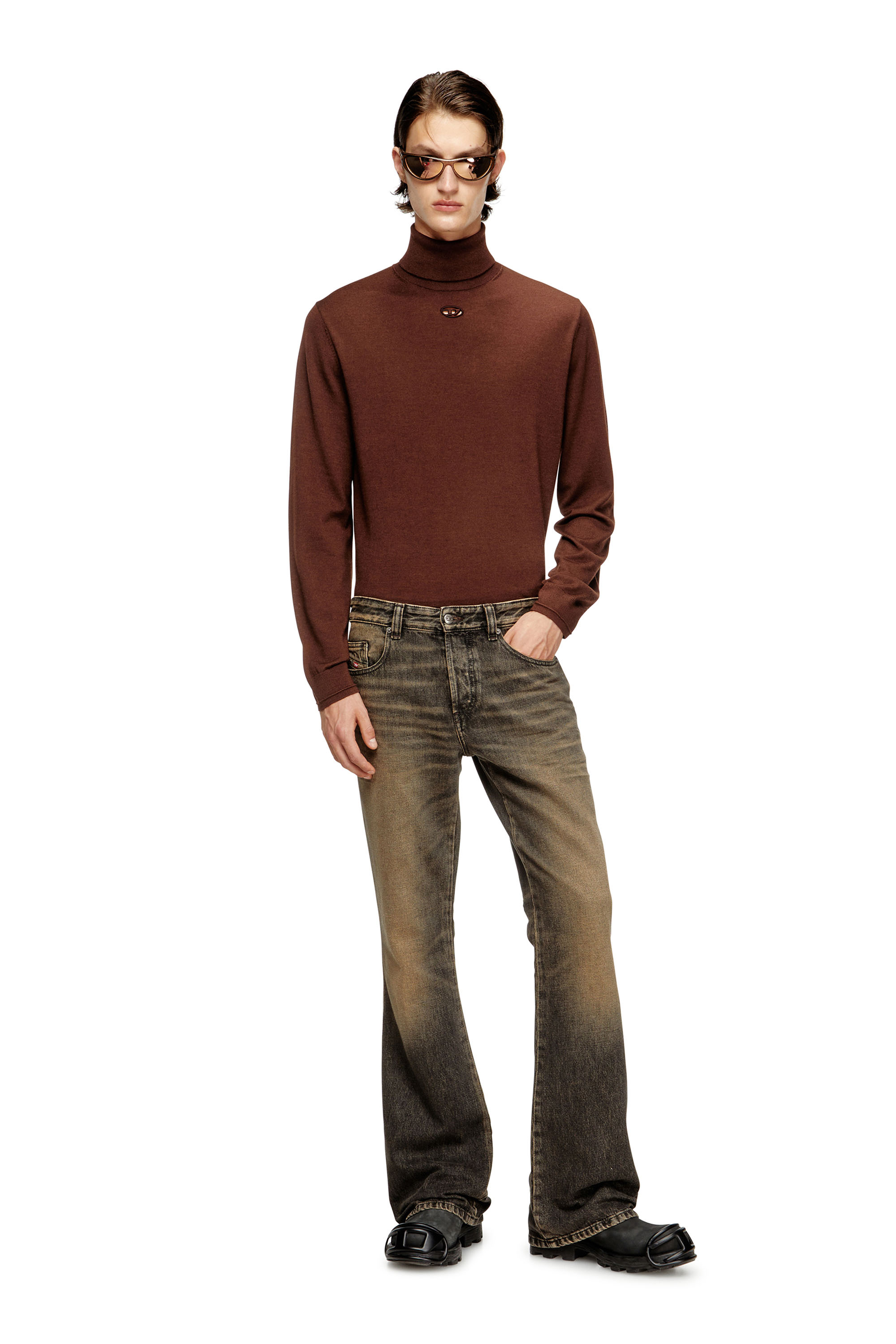Diesel - K-VARTA, Herren Rollkragenpullover aus Wolle mit Cutout-Logo in Braun - 2