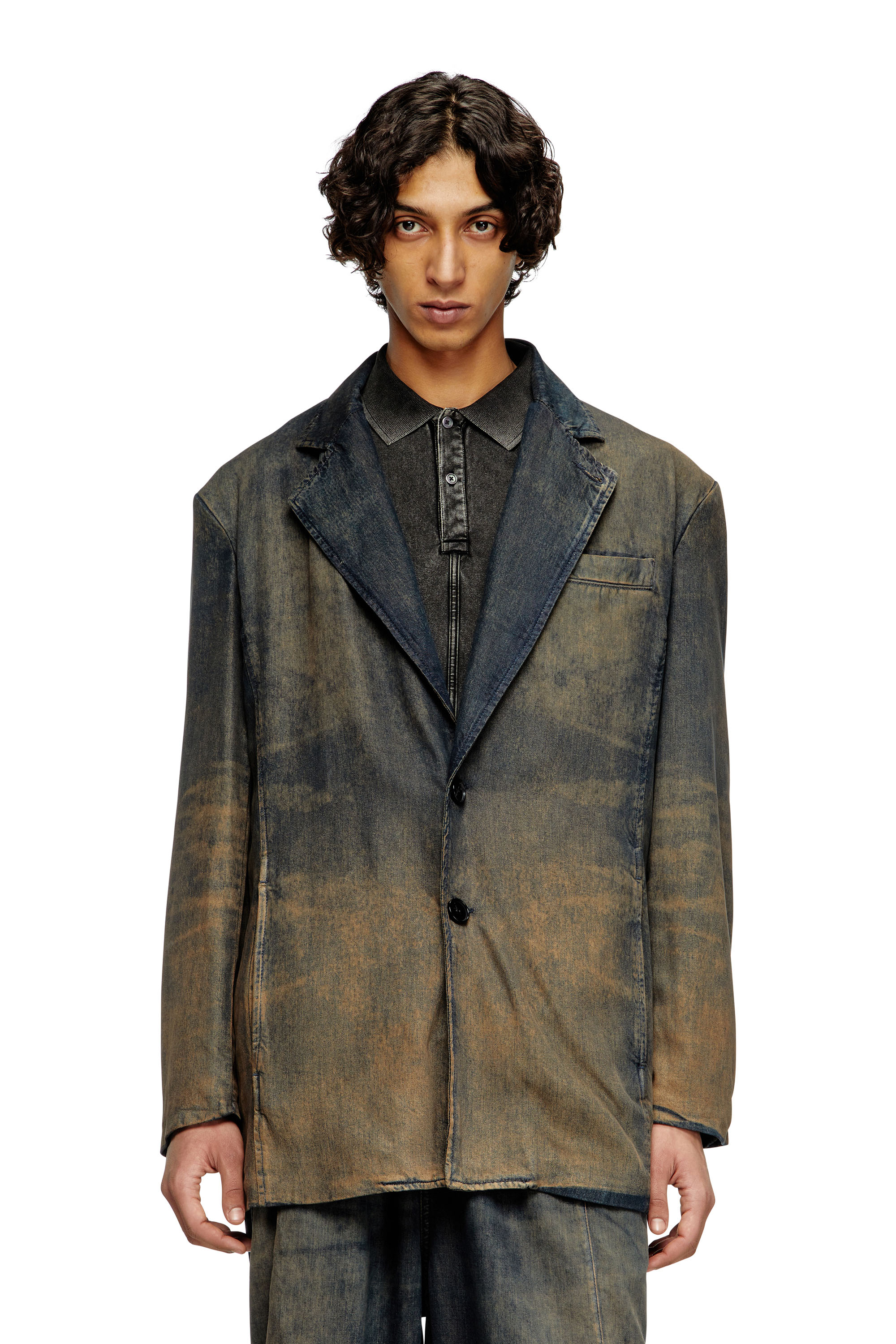 Diesel - D-REG-S, Unisex Blazer aus nuanciert fließendem Denim in Dunkelblau - 3