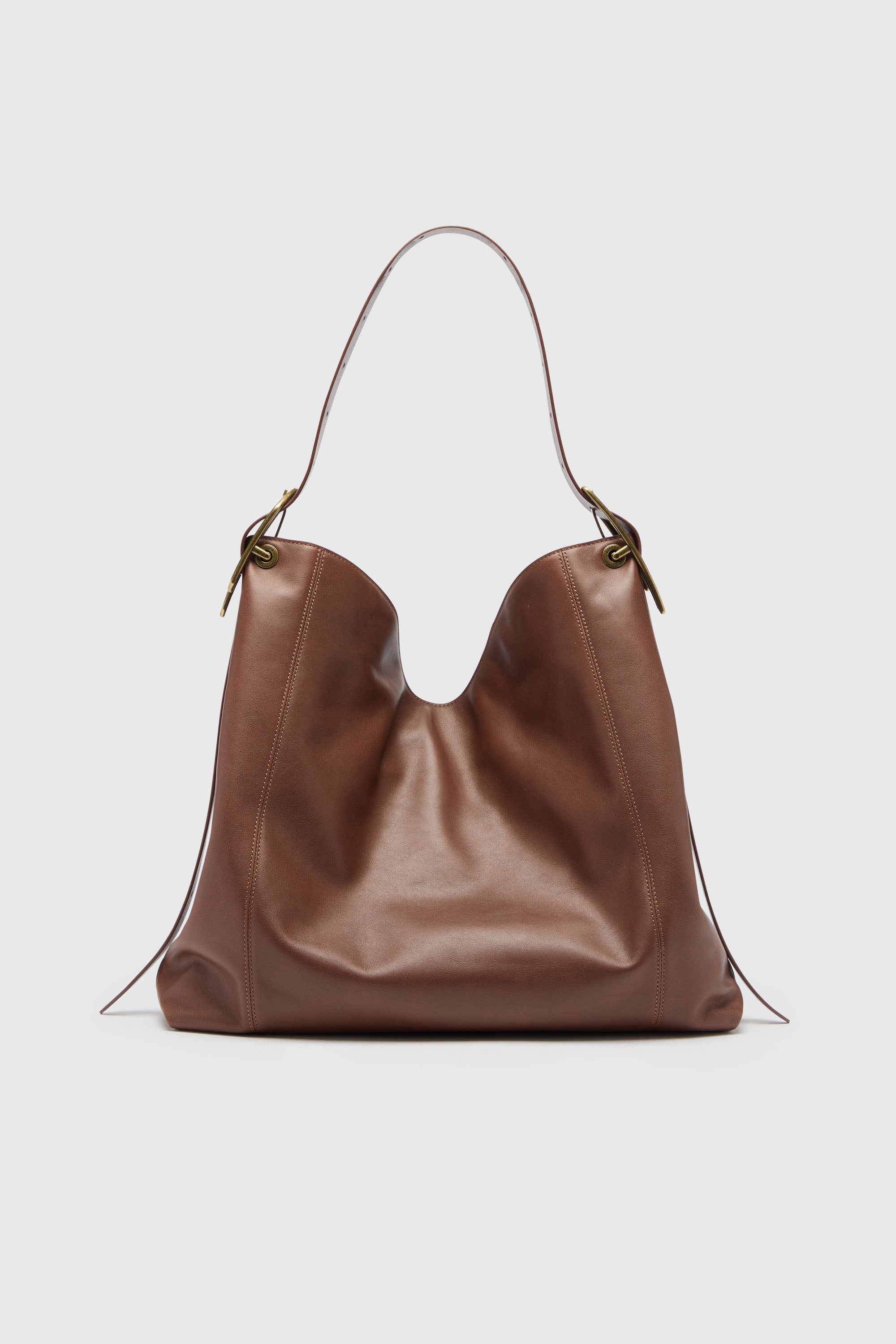 Diesel - D-LINE HOBO L, Damen D-Line Hobo-Tasche aus Leder in Dunkelbraun - 2