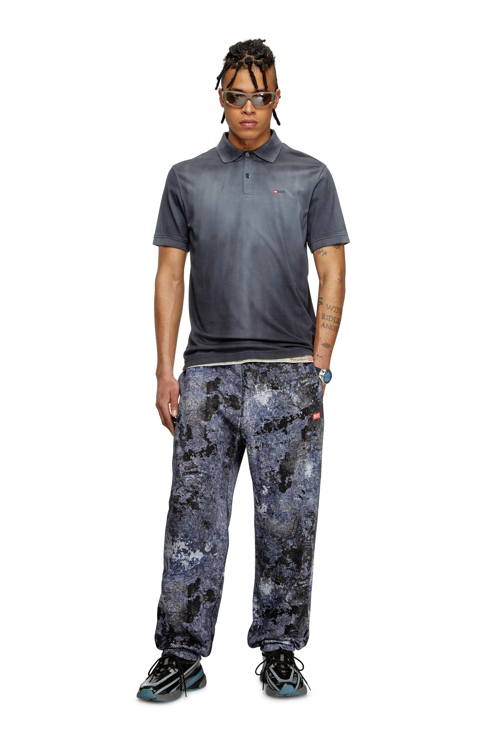 Diesel - T-REJUST-R3, Herren Polohemd aus Jersey mit Logo-Stickerei in Schwarz - 1