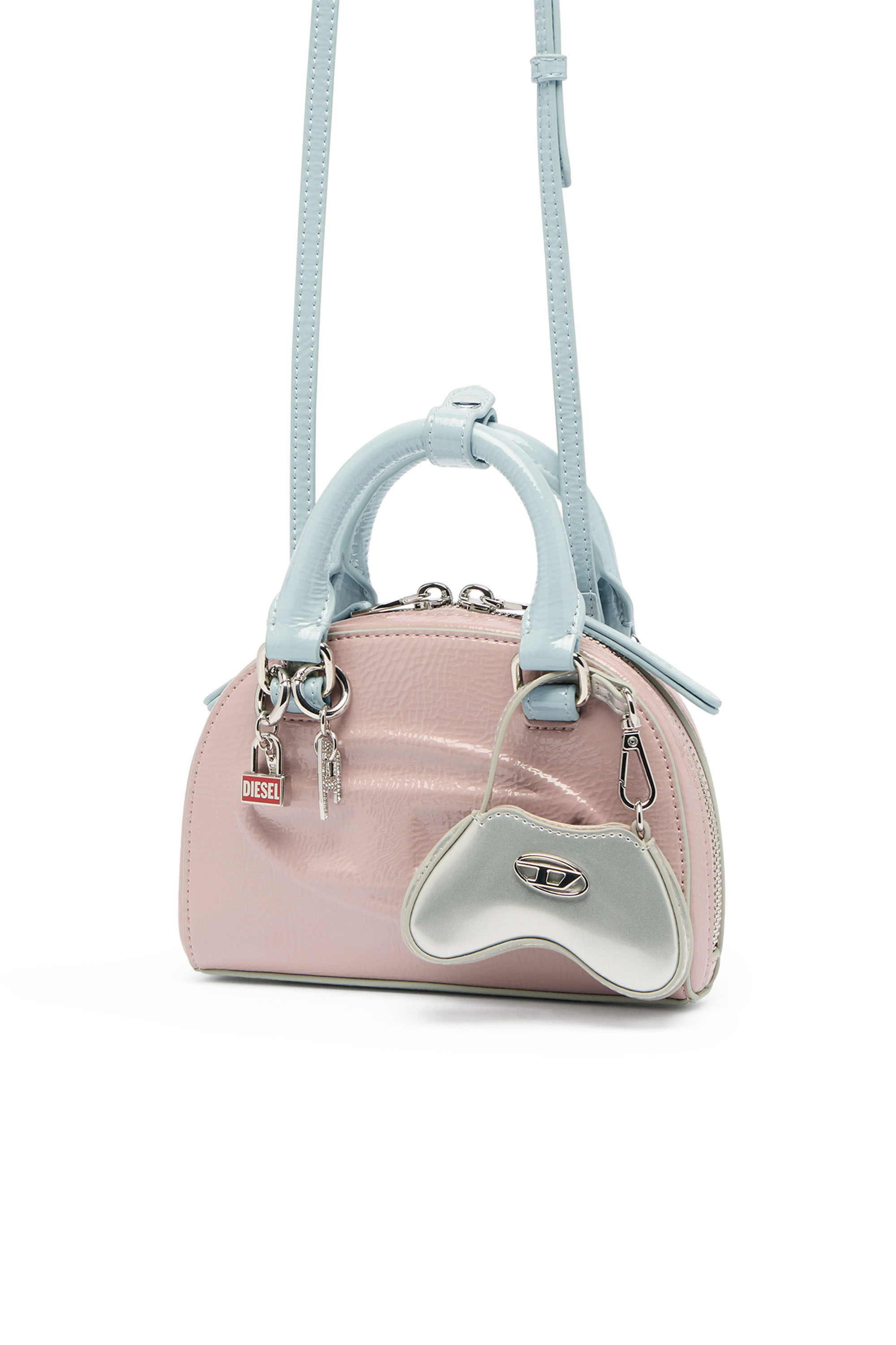 Diesel - 1DR DOME CROSSBODY XS, Damen 1DR Dome-Mini Umh&auml;ngetasche mit Naplak-Effekt in Rosa - 2
