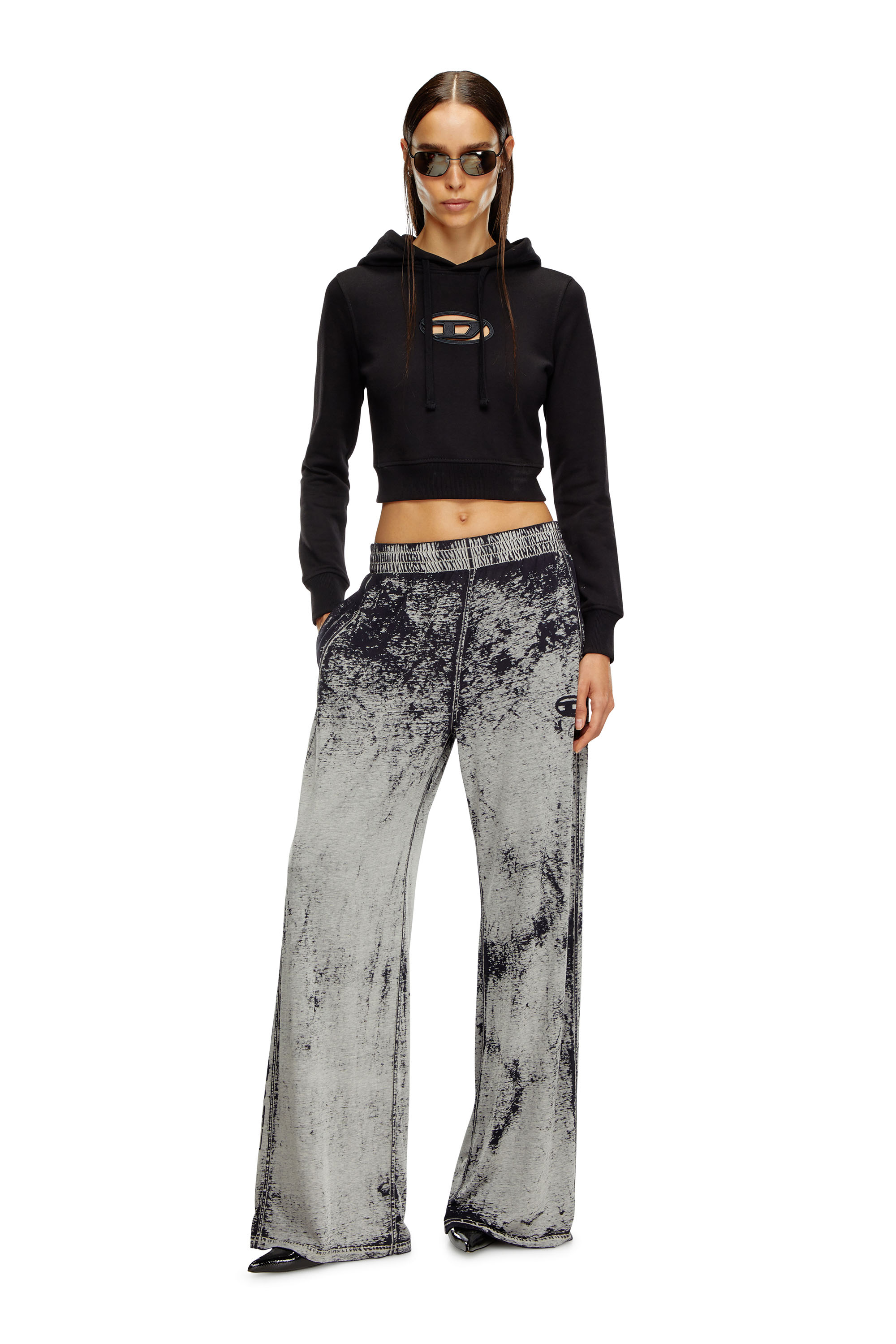 Diesel - F-SLIMMY-HOOD-OD, Damen Hoodie mit ausgeschnittenem Oval D-Logo in Schwarz - 1