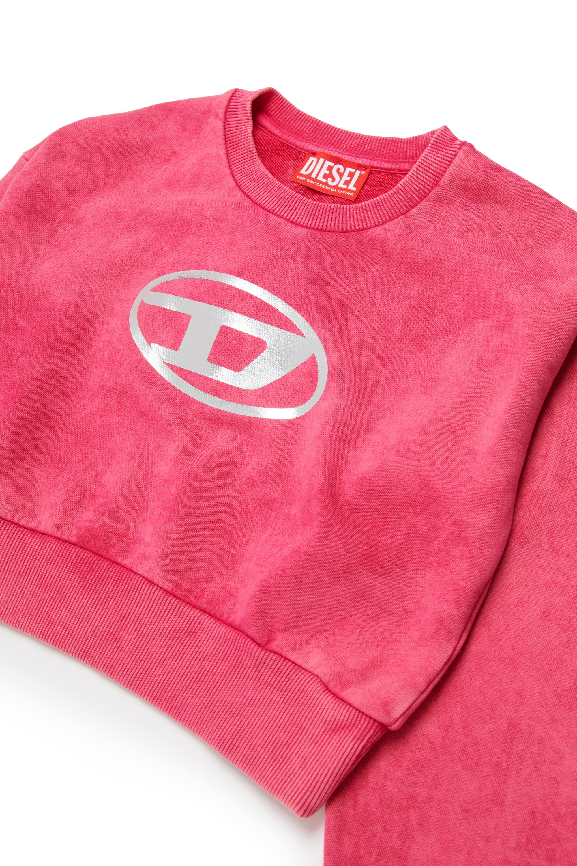 Diesel - SLEMPY, Damen Marmoriertes Sweatshirt mit Metallic-Logo in Rosa - 3