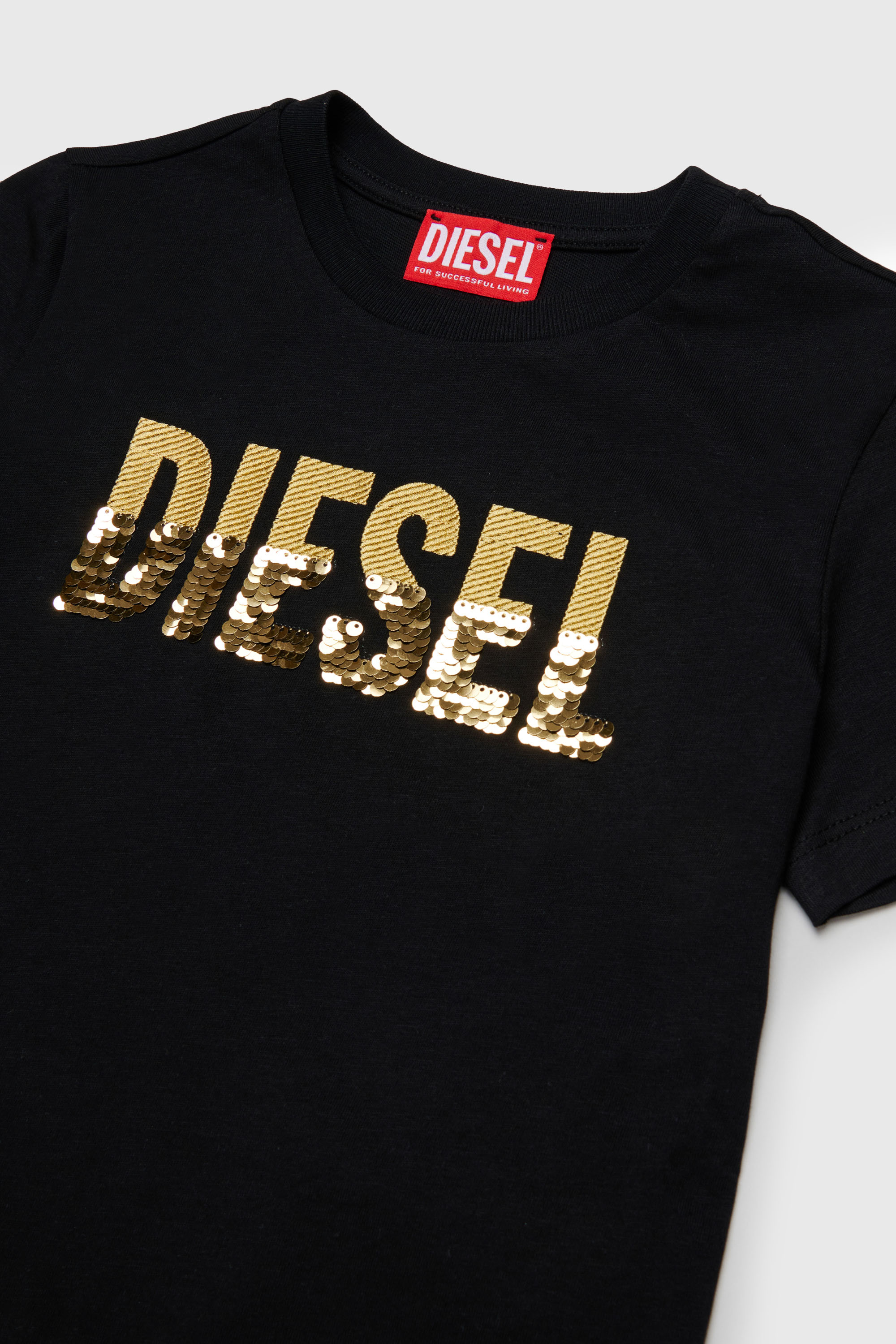 Diesel - TPALLY, Damen Baumwoll-T-Shirt mit Pailletten-Logo in Schwarz - 3