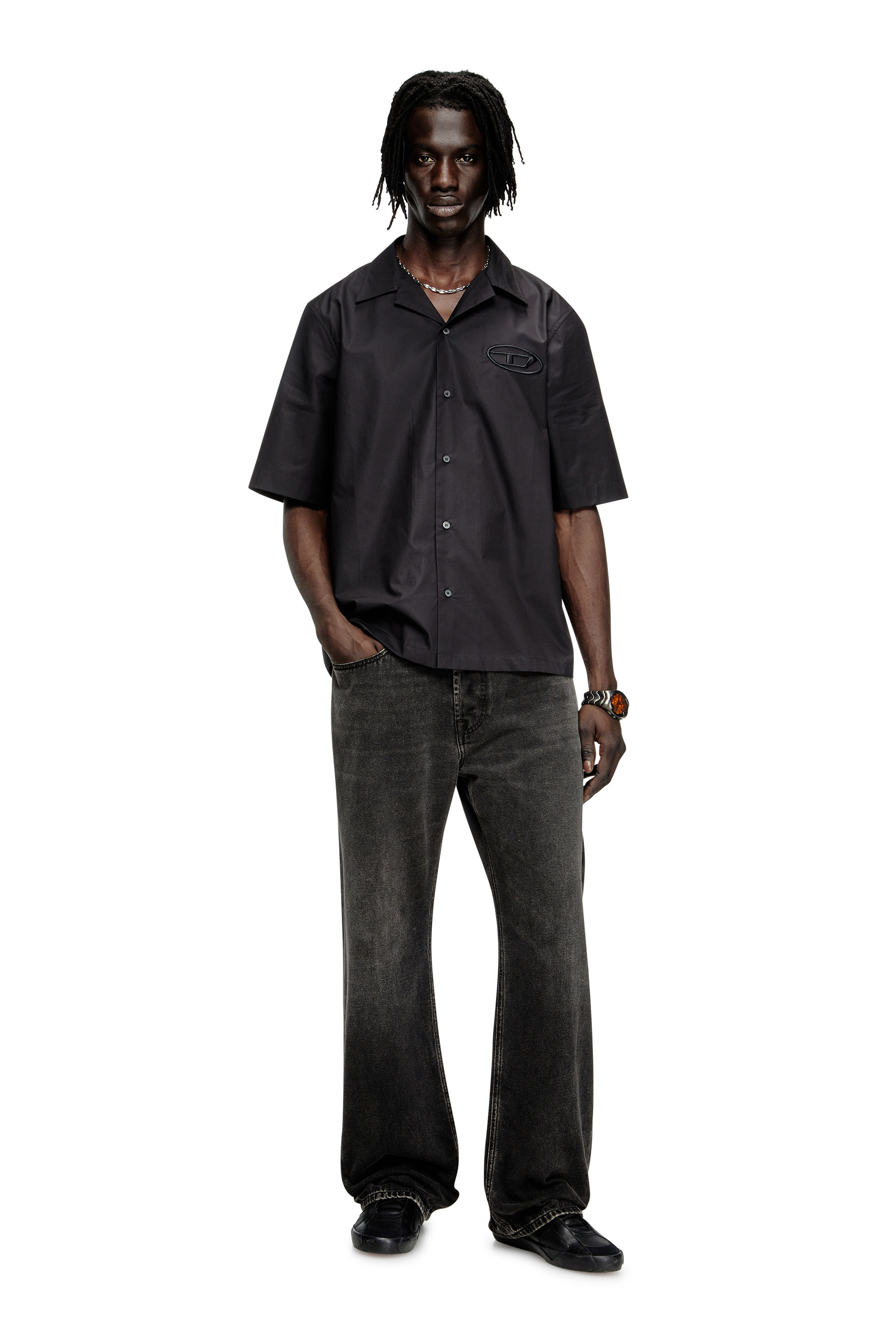 Diesel - S-MAC-PCAL, Herren Bowling-Hemd mit Oval D in Schwarz - 2