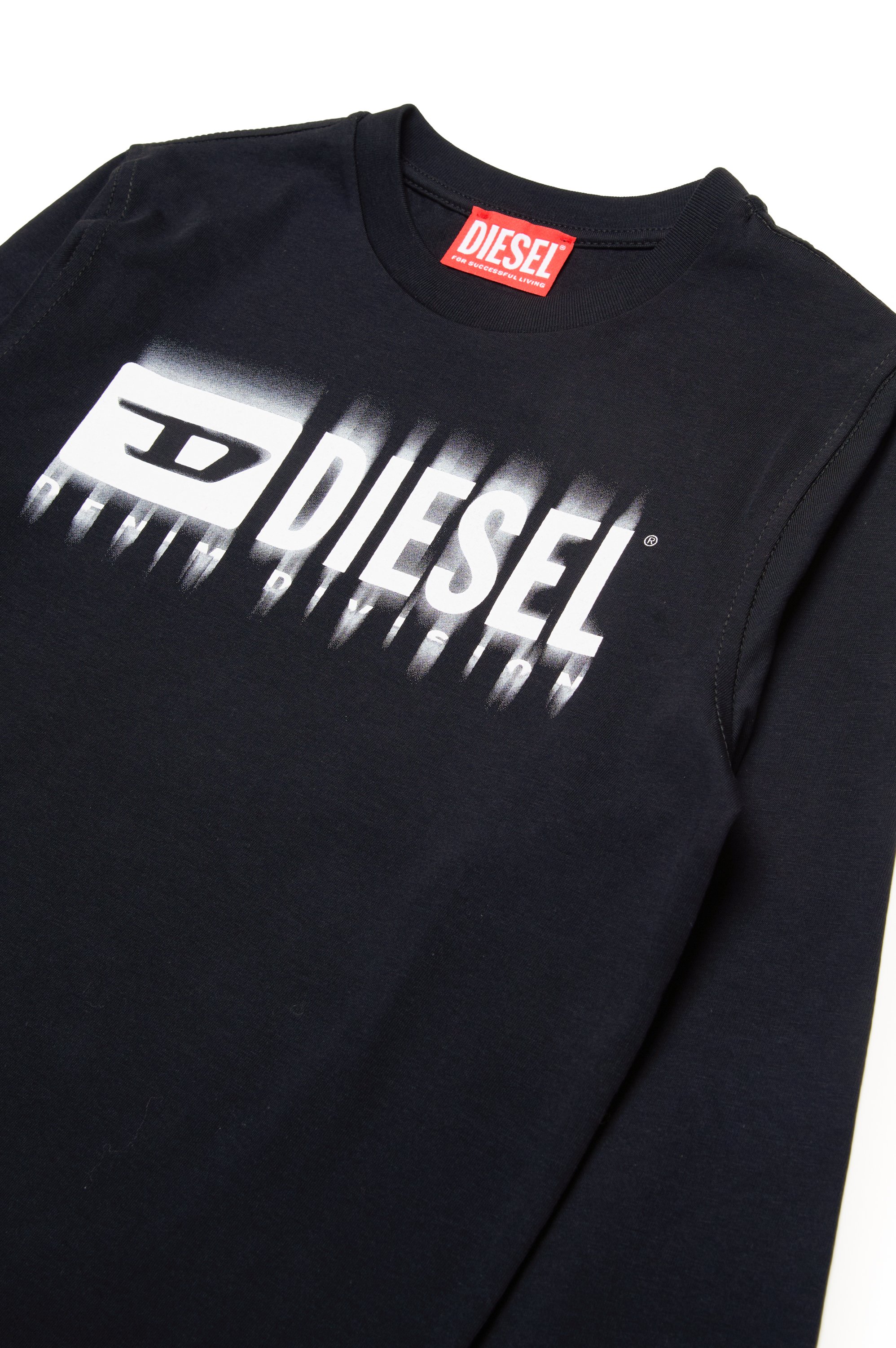 Diesel - TDIEGORL6LS, Herren Langarm-T-Shirt mit verschmiertem Logo in Schwarz - Image 3