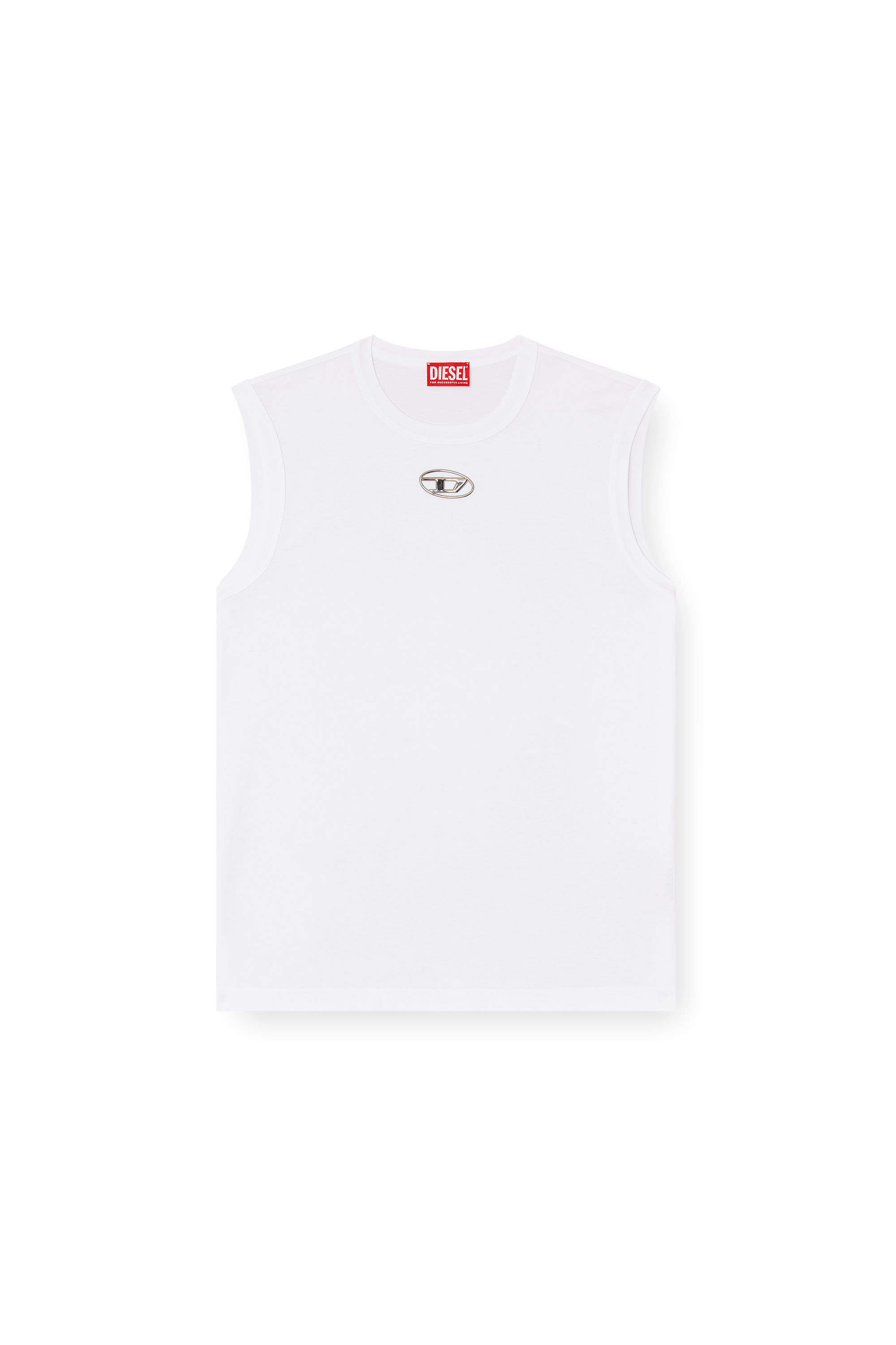 Diesel - T-BISCO-OD, Herren Tanktop mit Metallic-Oval D in Weiß - 3