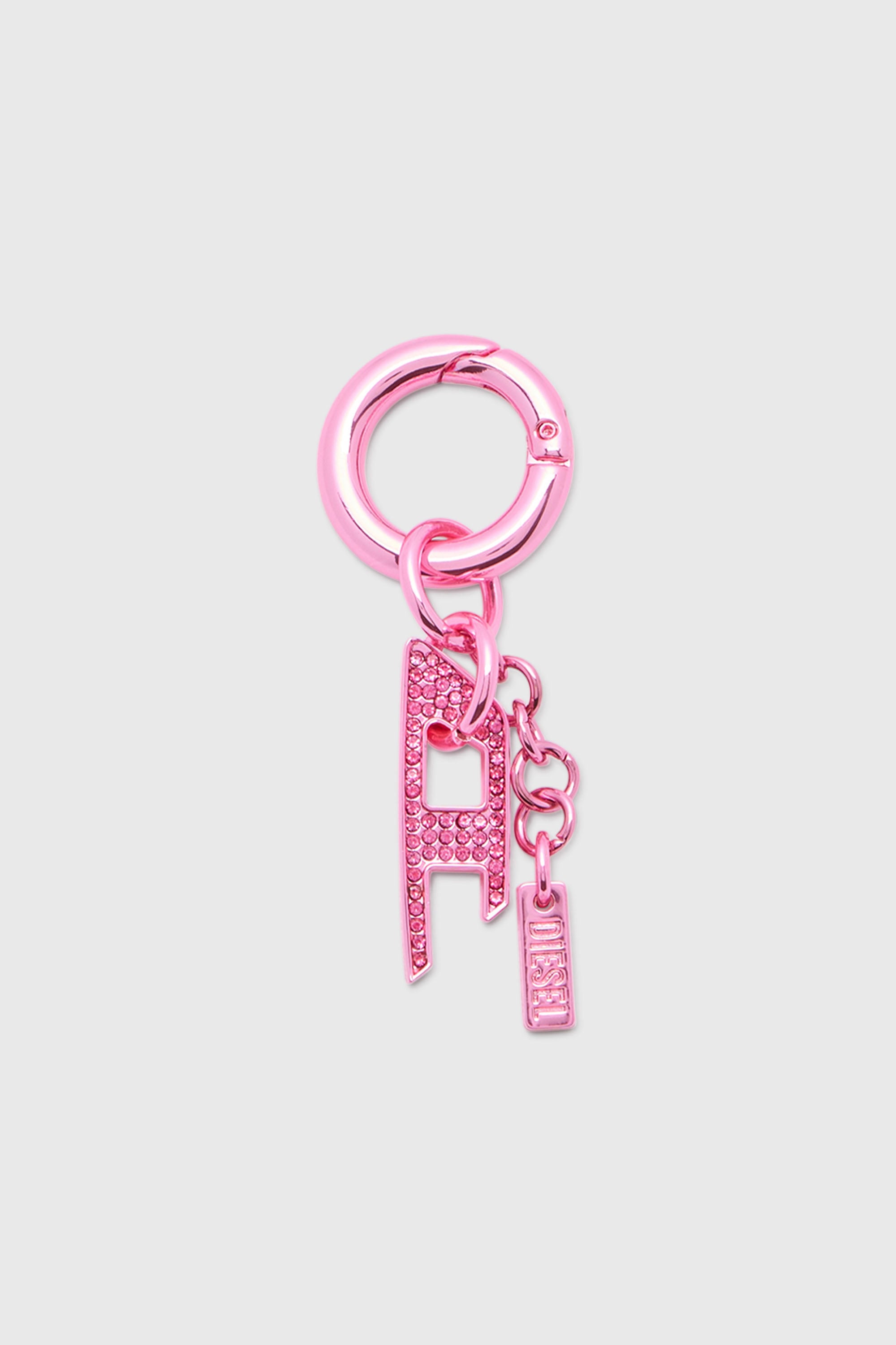 Diesel - CHARM-D, Unisex Metallschl&uuml;sselanh&auml;nger mit D-Anh&auml;nger aus Strass in Rosa - 1