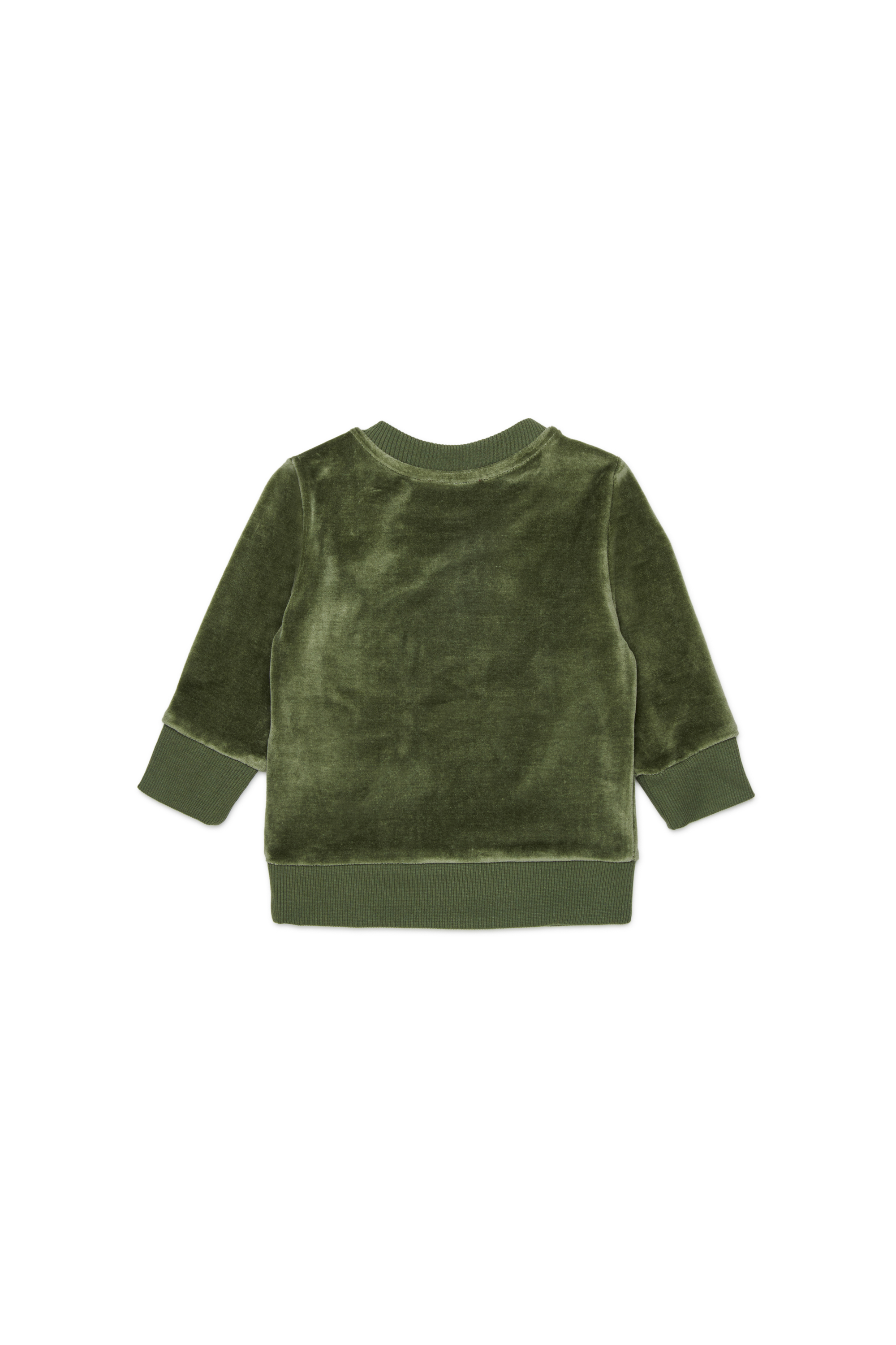 Diesel - SHENIB, Herren Sweatshirt aus Samt mit Oval D Stickerei in Gr&uuml;n - 2