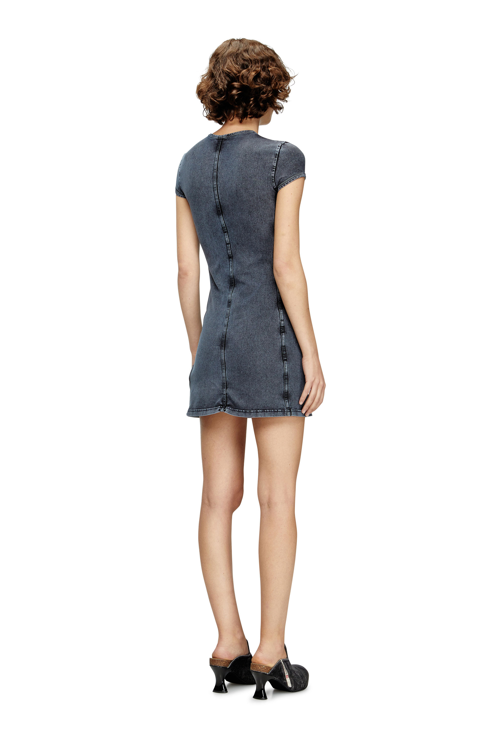 Diesel - D-CUPSLEEVES, Damen Mini-Kleid aus Jersey in Denim-Optik in Dunkelblau - 4