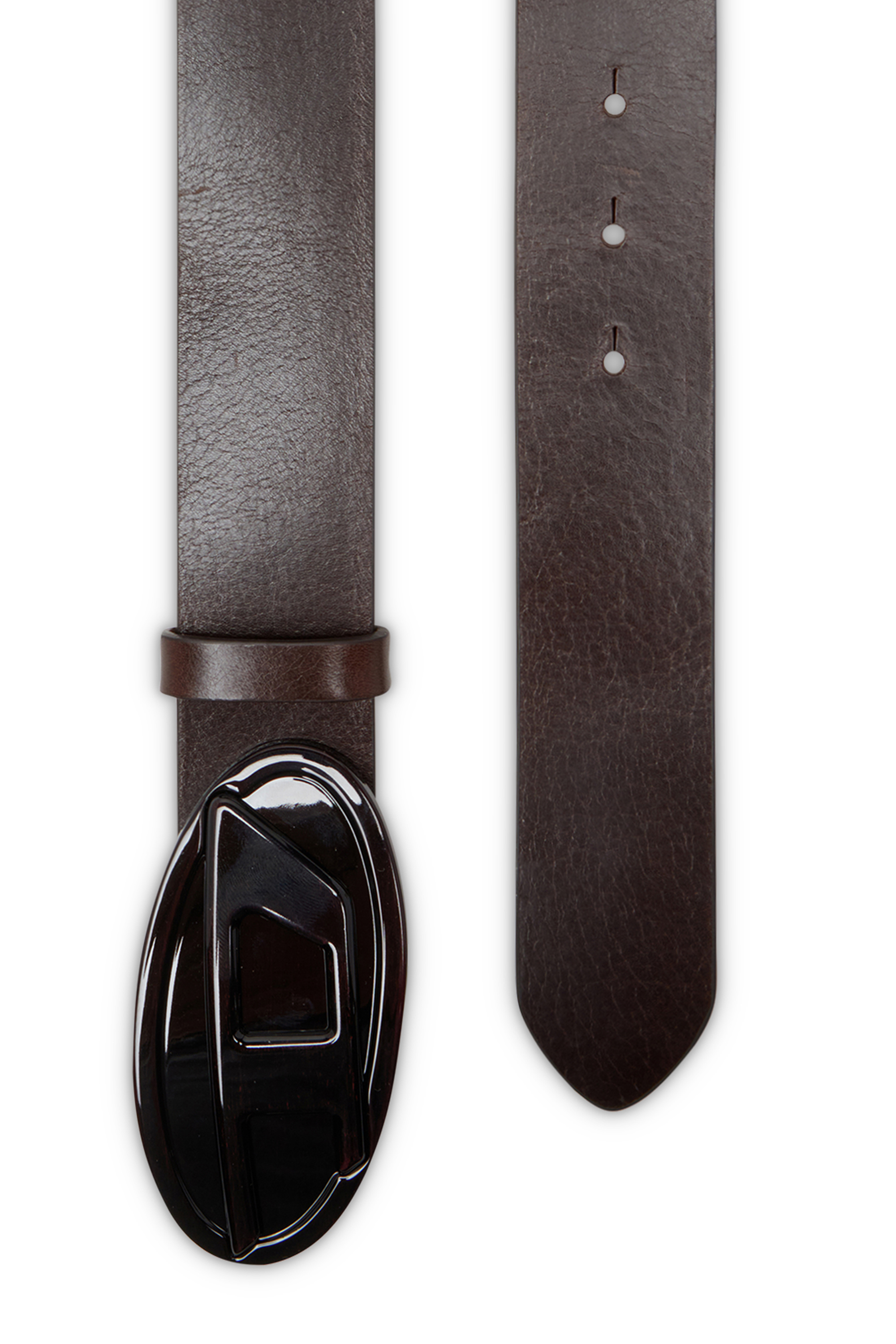 Diesel - B-1DR 2.0, Damen 4 cm breiter Gürtel aus Leder mit glänzender Oval D-Schnalle in Braun - 2