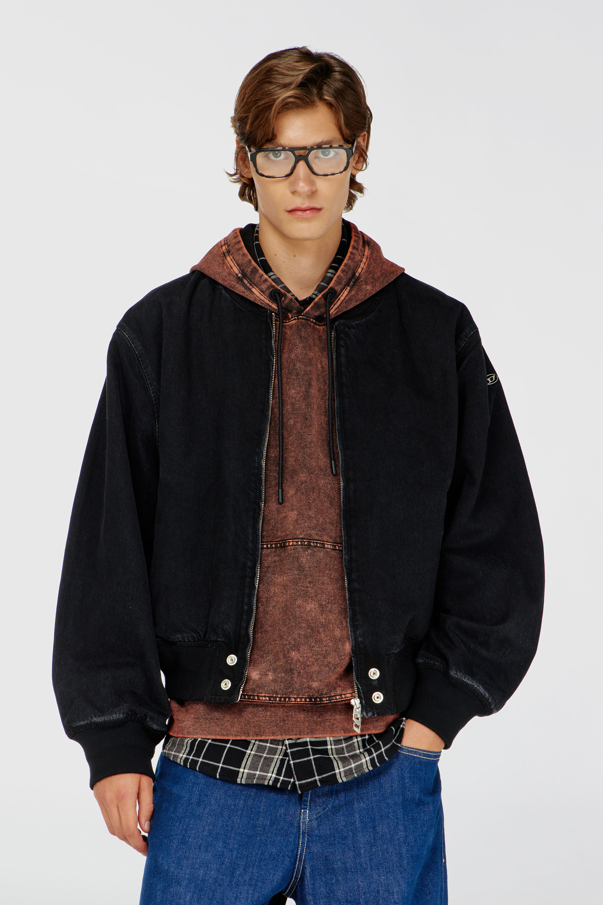 Diesel - D-GUZ, Unisex Bomberjacke aus Denim in Schwarz - 1