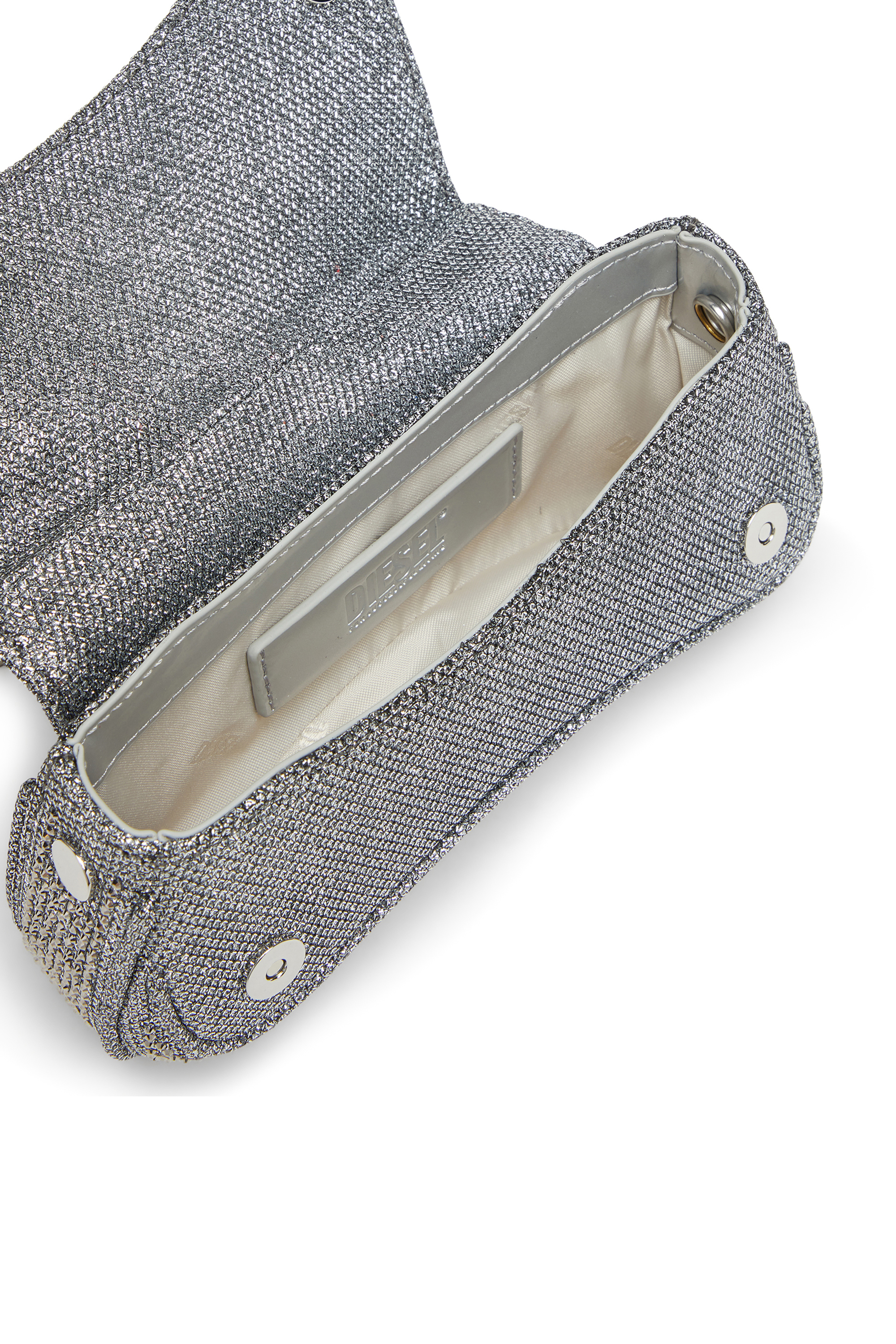 Diesel - PLAY CROSSBODY XS, Damen Play-Mini Crossbody-Tasche aus Crystal Lurex in Silber - 3