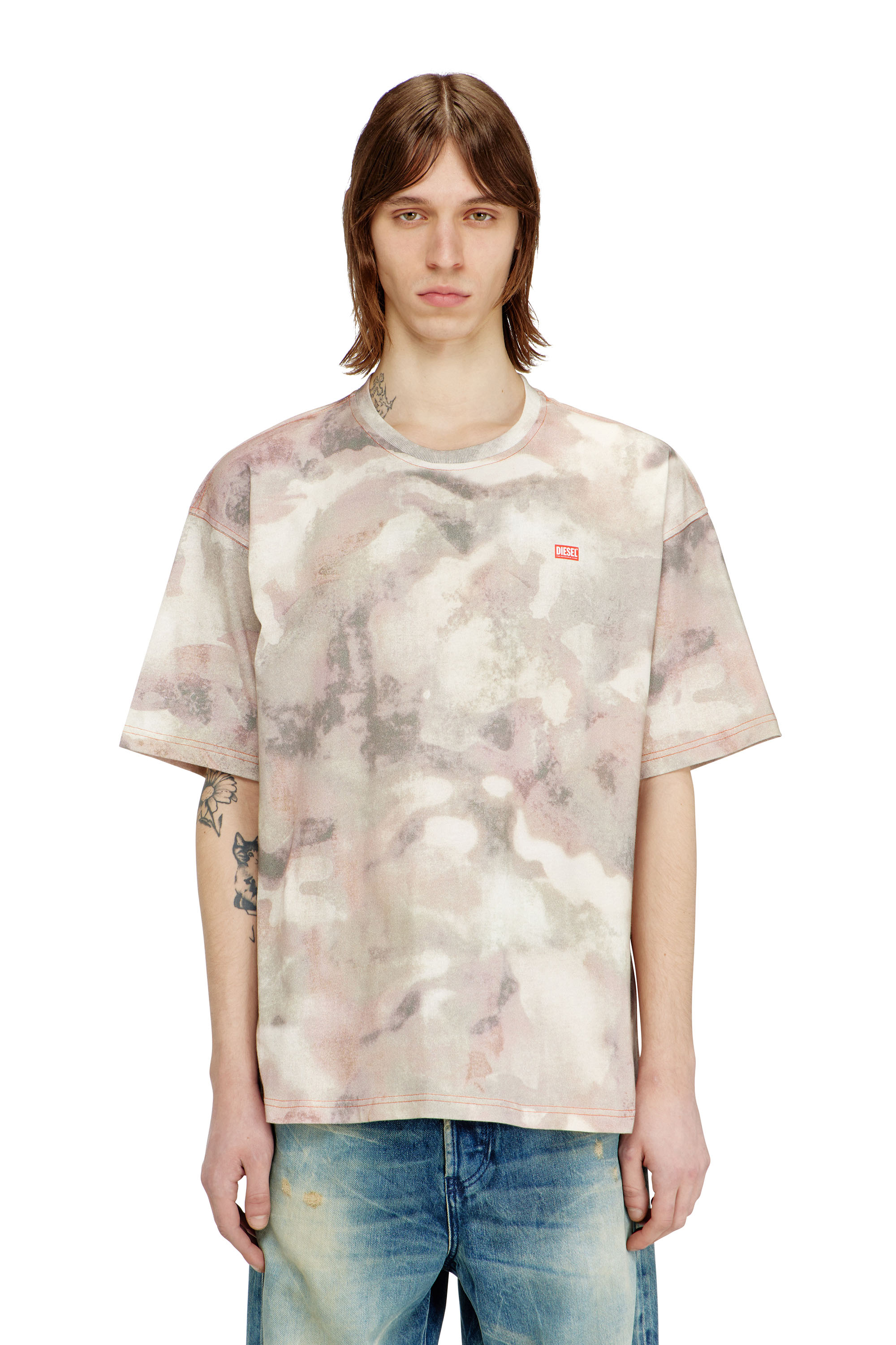 Diesel - T-BOXT-V7, Herren Schweres Baumwoll-T-Shirt mit Camouflage-Print in Beige/Braun - 3