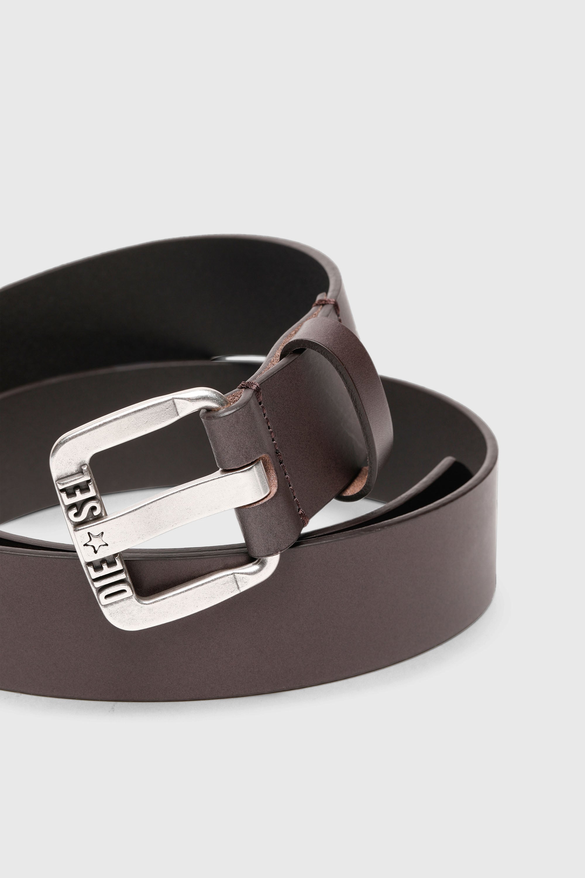 Diesel - B-STAR II, Herren 3.9cm G&uuml;rtel aus Leder mit Sternen-Logo-Schlie&szlig;e aus Metall in Dunkelbraun - 2
