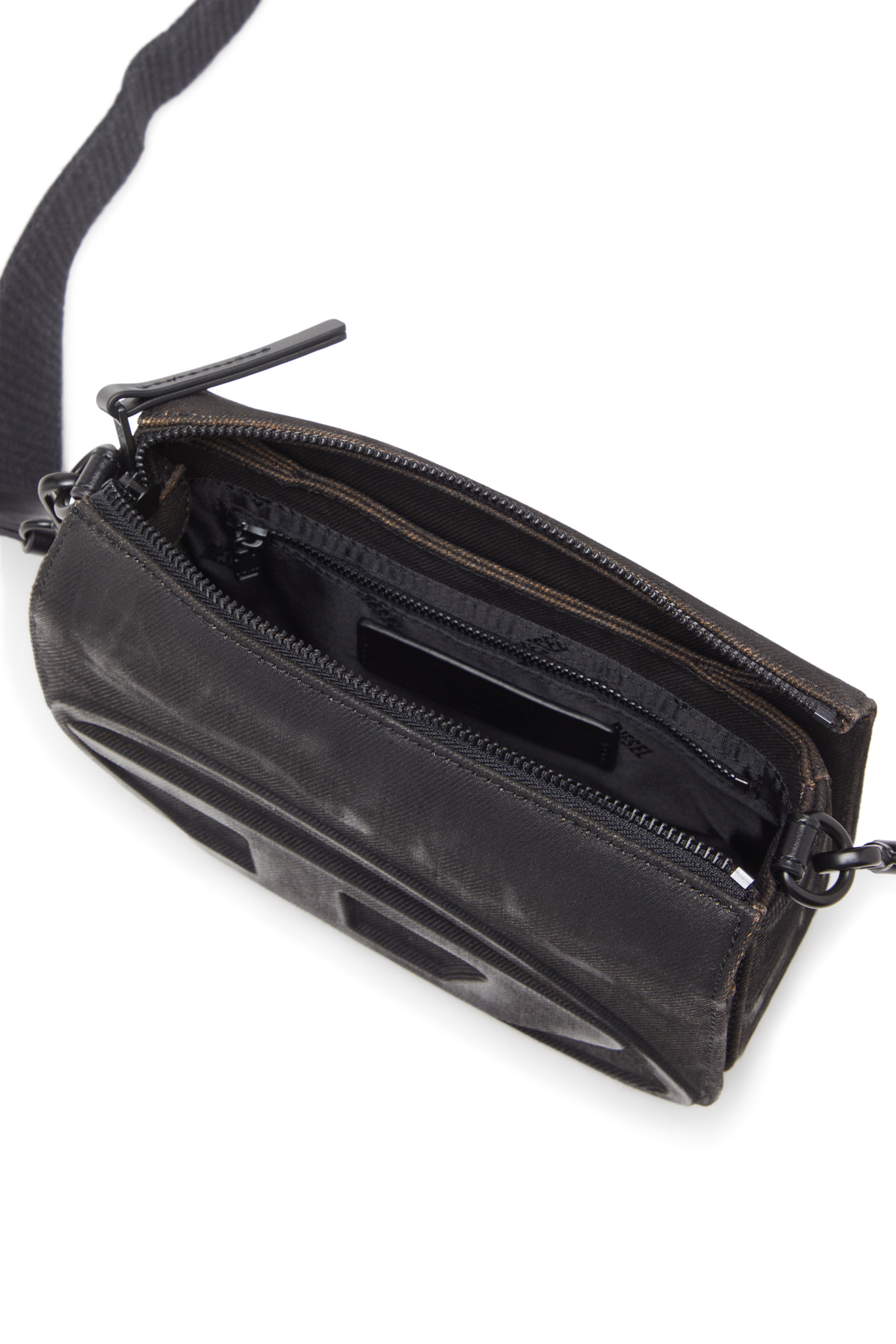 Diesel - 1DR CAMERA BAG, Man's 1DR-Camera bag in flocked denim in Black - 3