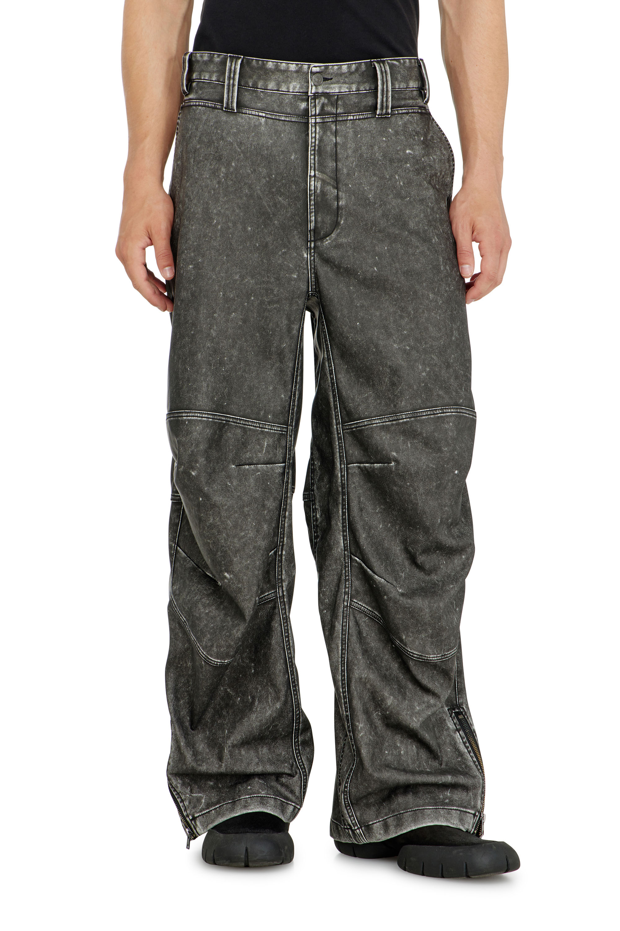 Diesel - P-DELLY-NJCJ, Herren Hose aus Material mit distressed-Effekt in Dunkelgrau - 2