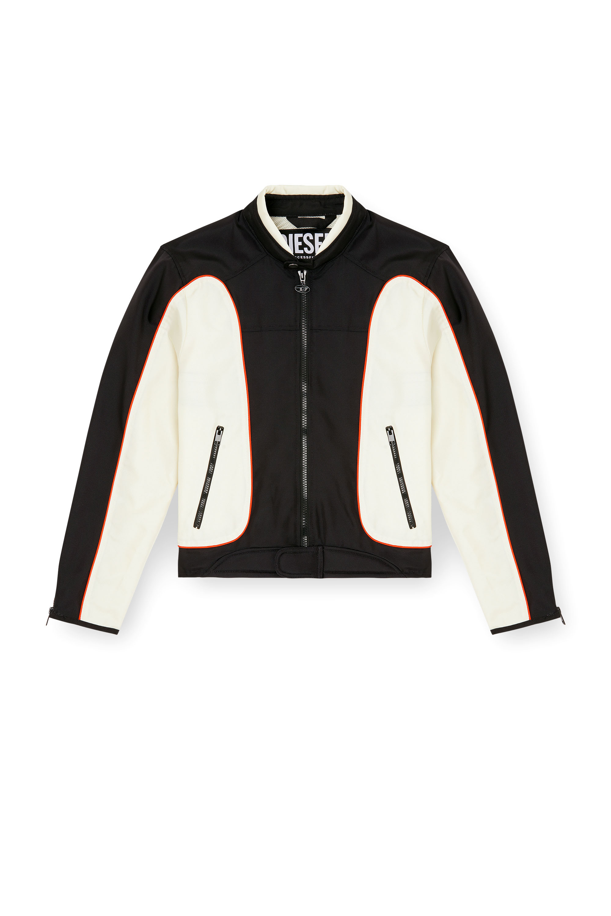 Diesel - J-BLINK-A, Herren Colour-Block-Biker-Jacke mit Paspelierung in Weiss/Schwarz - 2