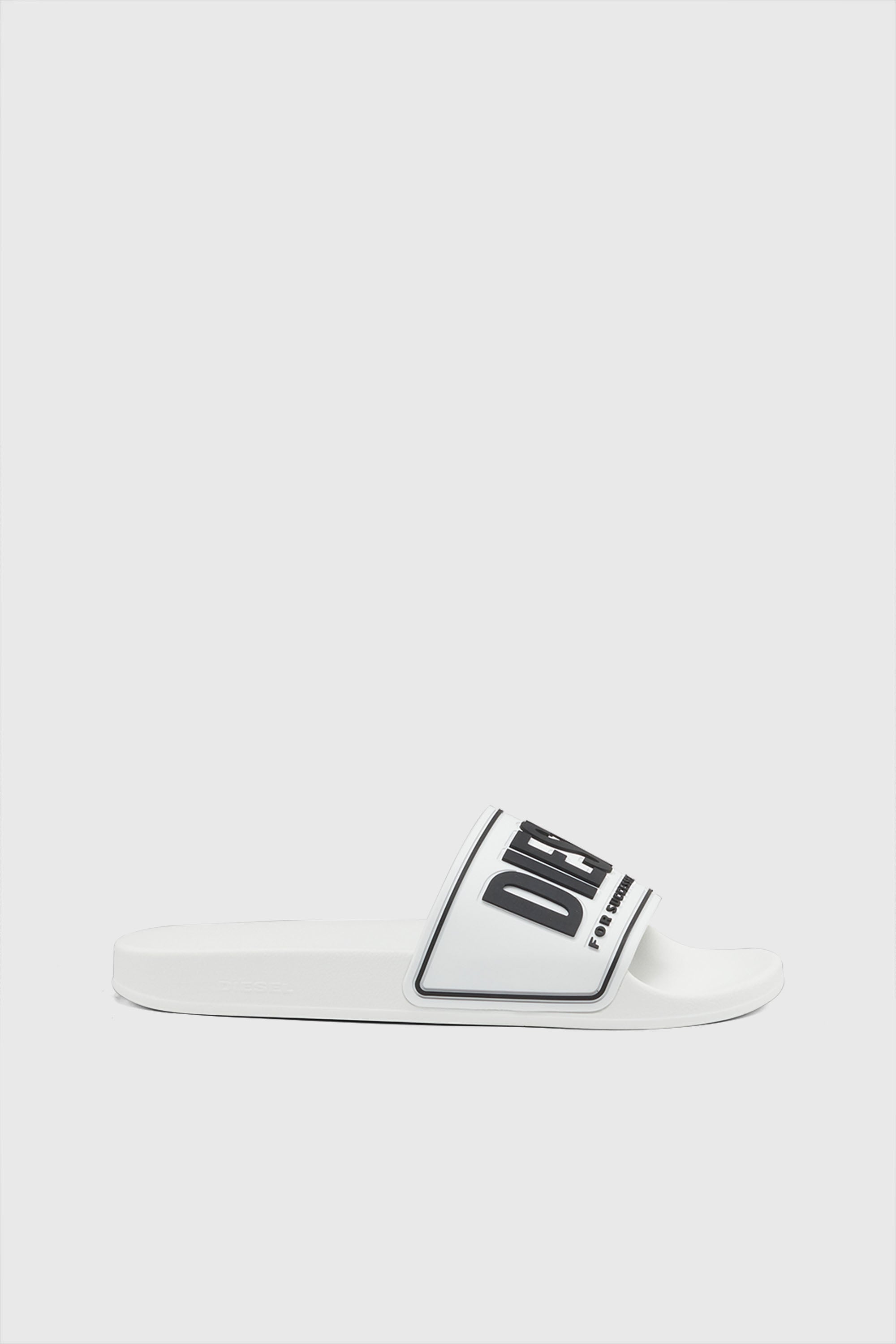 Diesel - SA-MAYEMI CC, Herren Sa-Mayemi-Badeschlappen mit 3D-Logo in Weiss/Schwarz - 1