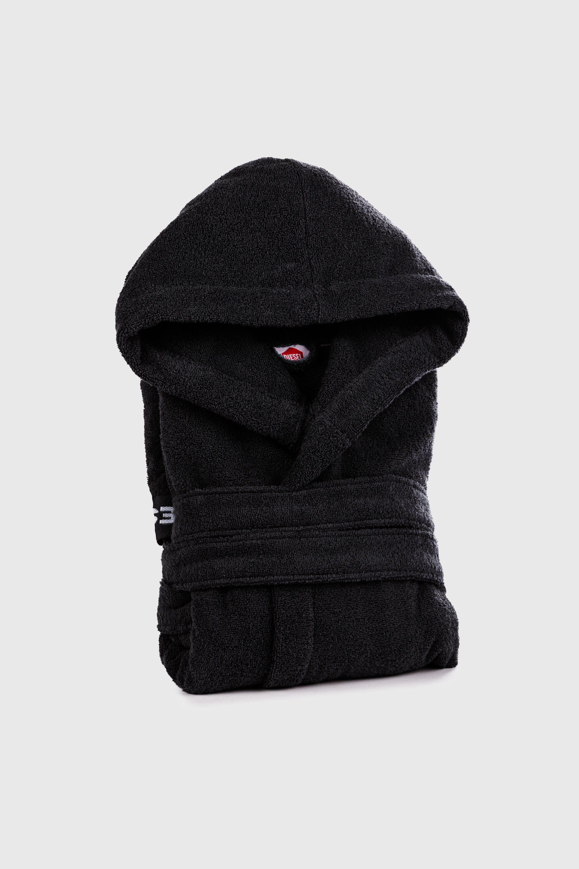 Diesel - 1015115 LOGO-COTTON BATHROBE SIZE M/L BL, Unisex Bademantel aus Baumwoll-Frottee, Gr&ouml;&szlig;e M/L in Schwarz - 1