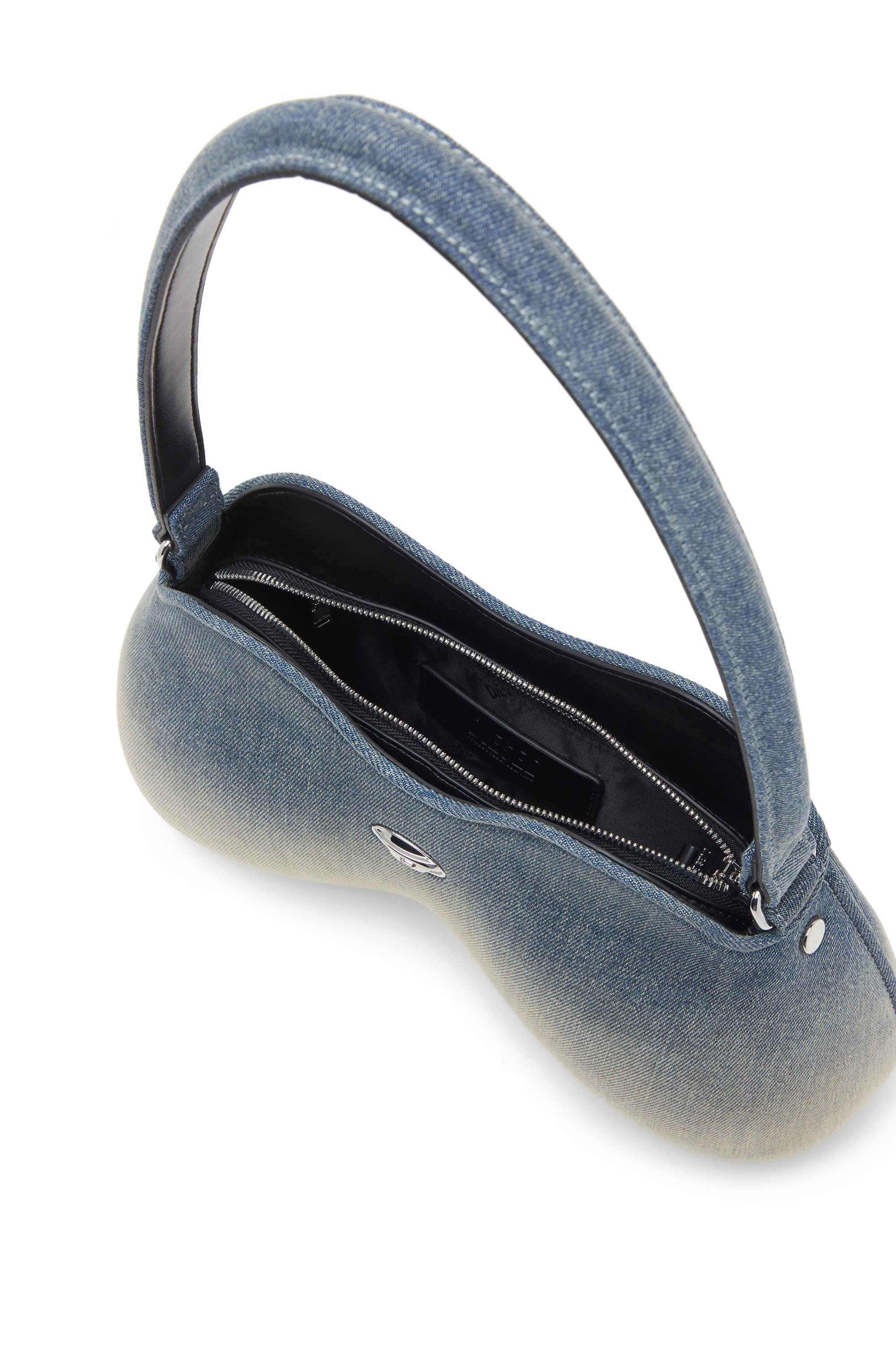 Diesel - DOUBLE-D SHOULDER, Damen Schultertasche aus solarisiertem Denim in Hellblau - 4