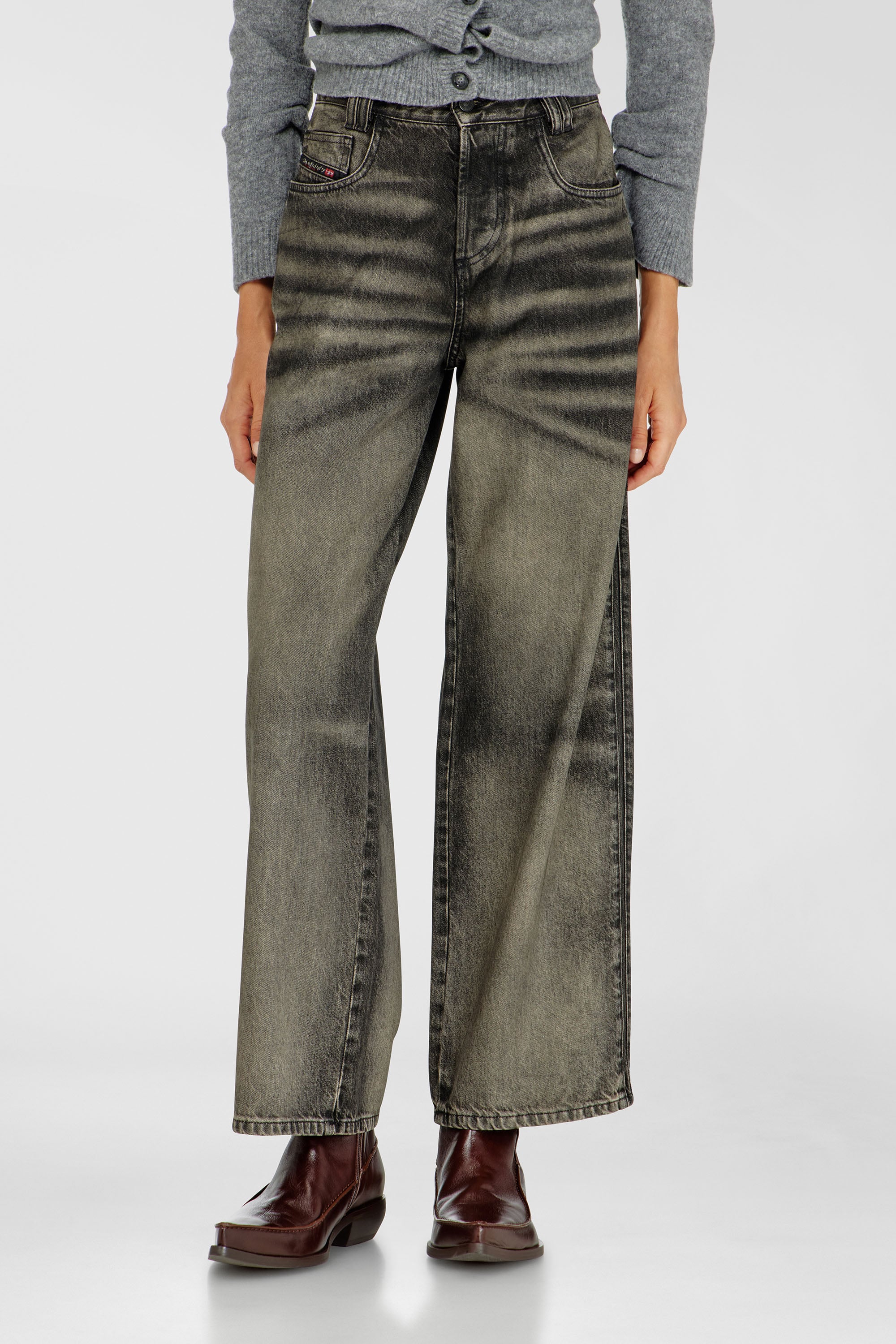 Diesel - Unisex Relaxed Jeans 1982 D-Hakou 09R33, Schwarz/Dunkelgrau - 2